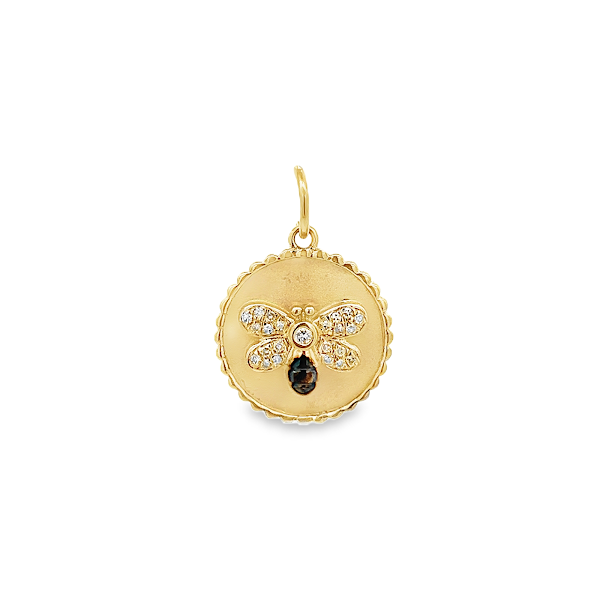 DIAMOND BEE CHARM SET IN 14K YELLOW GOLD