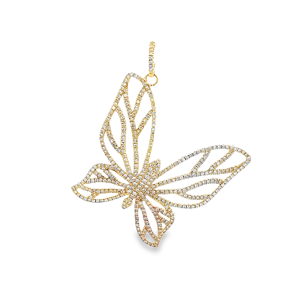 DIAMOND PAVÉ BUTTERFLY OUTLINE CHARM SET IN 14K YELLOW GOLD