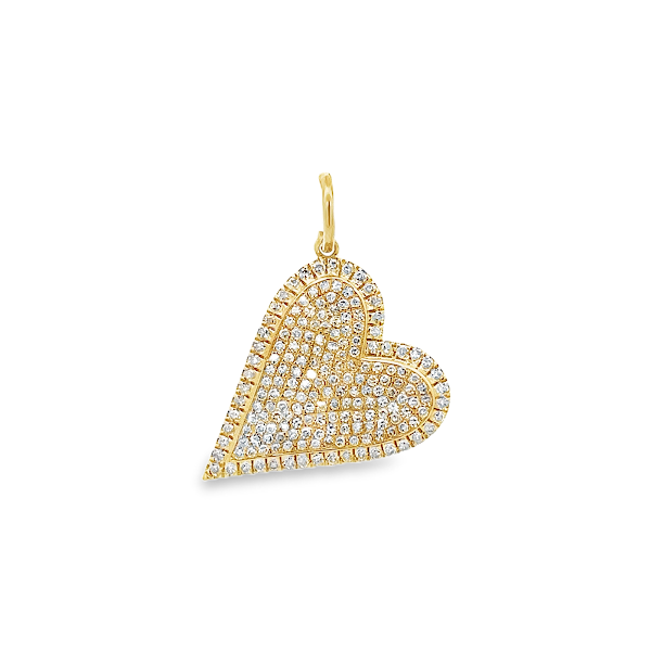 DIJE DE CORAZÓN CON PAVÉ DE DIAMANTES EN ORO AMARILLO DE 14 K