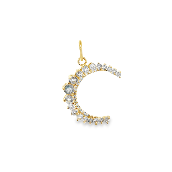 DIAMOND HALF MOON CHARM SET IN 14K YELLOW GOLD