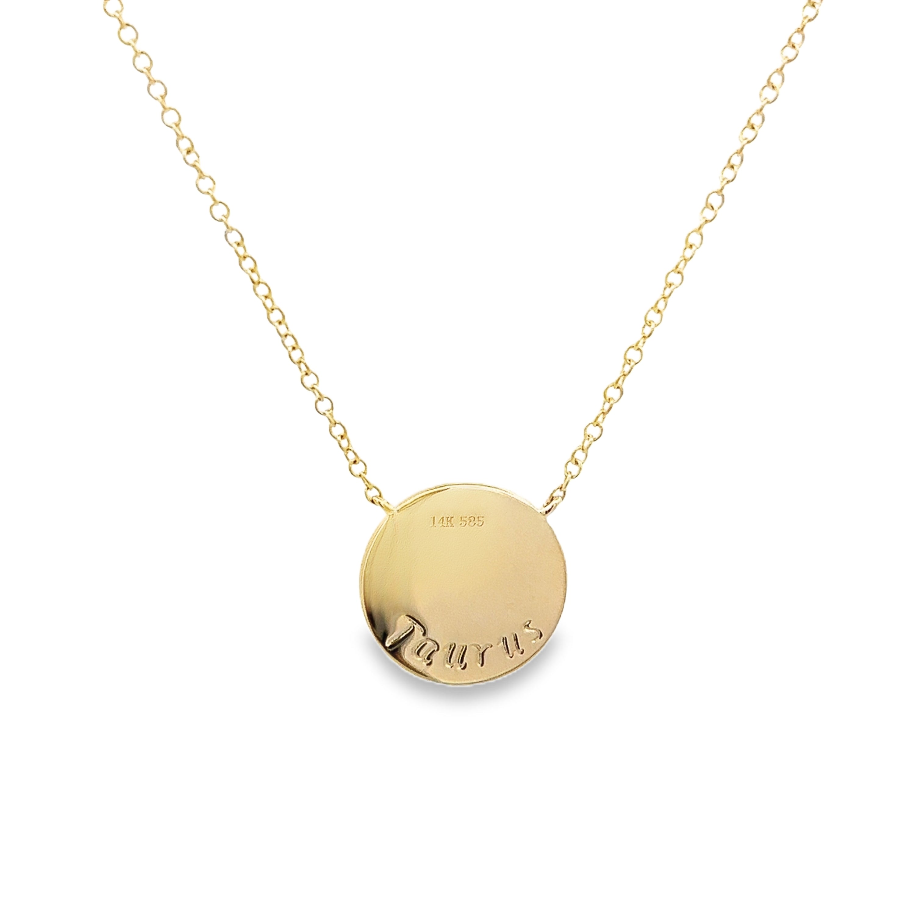 TAURUS ZODIAC PENDANT WITH DIAMOND HALO NECKLACE IN 14K YELLOW GOLD