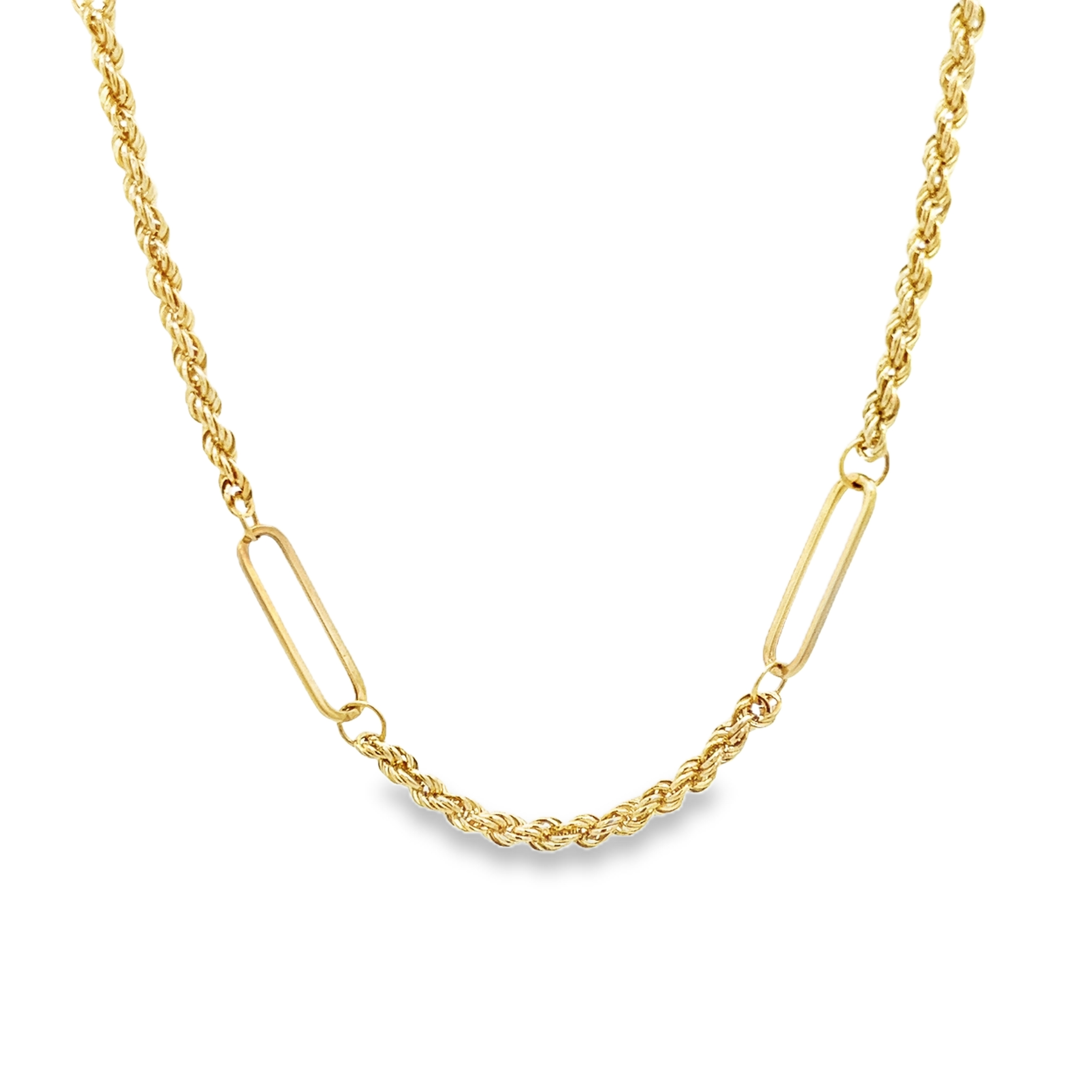 CLIP AND ROPE CHAIN NECKLACE IN 14K YELLOW GOLD