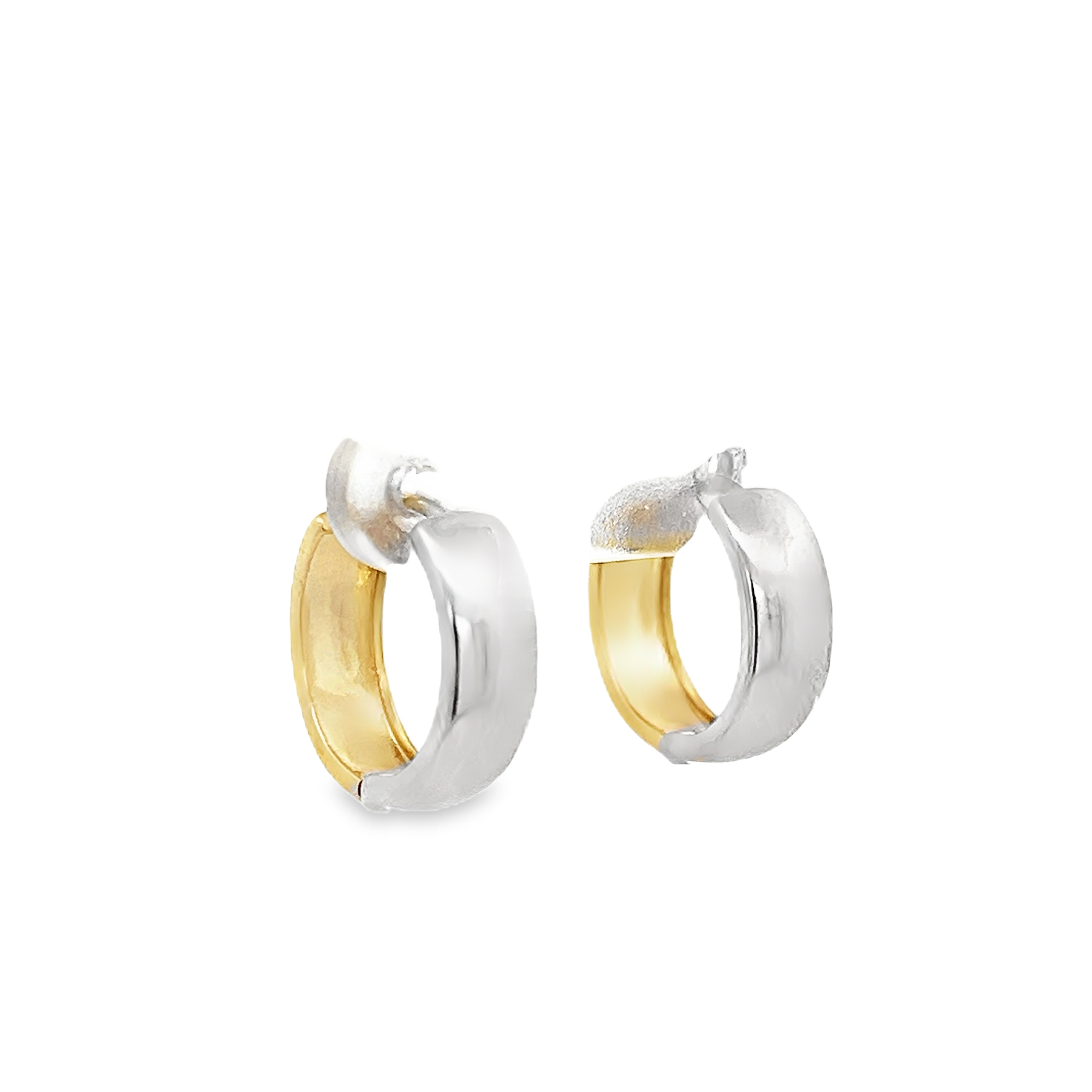 MEDIUM BICOLOR HUGGIES IN 14K YELLOW AND WHITE GOLD