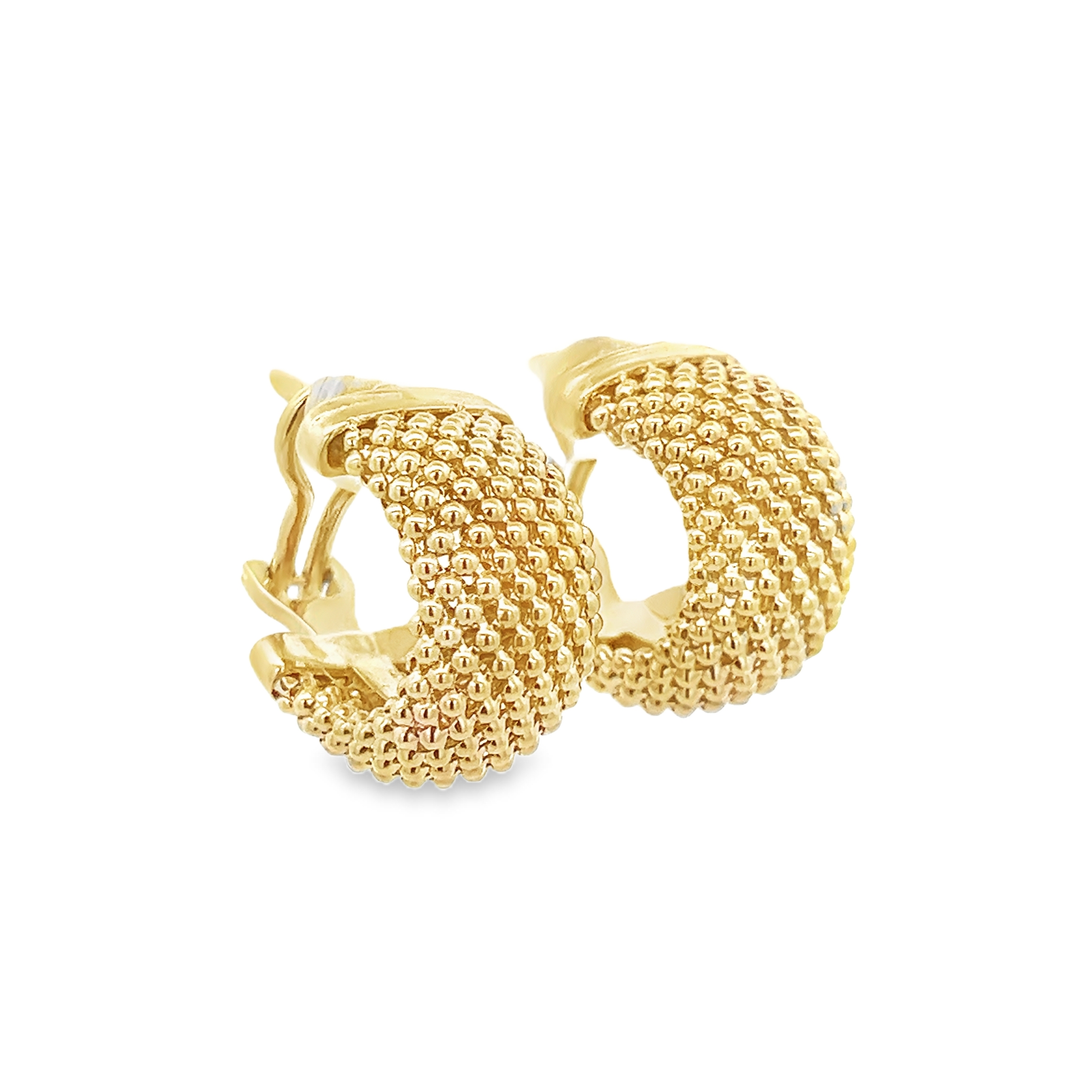 BIG MESH HOOPS SET IN 14K YELLOW GOLD