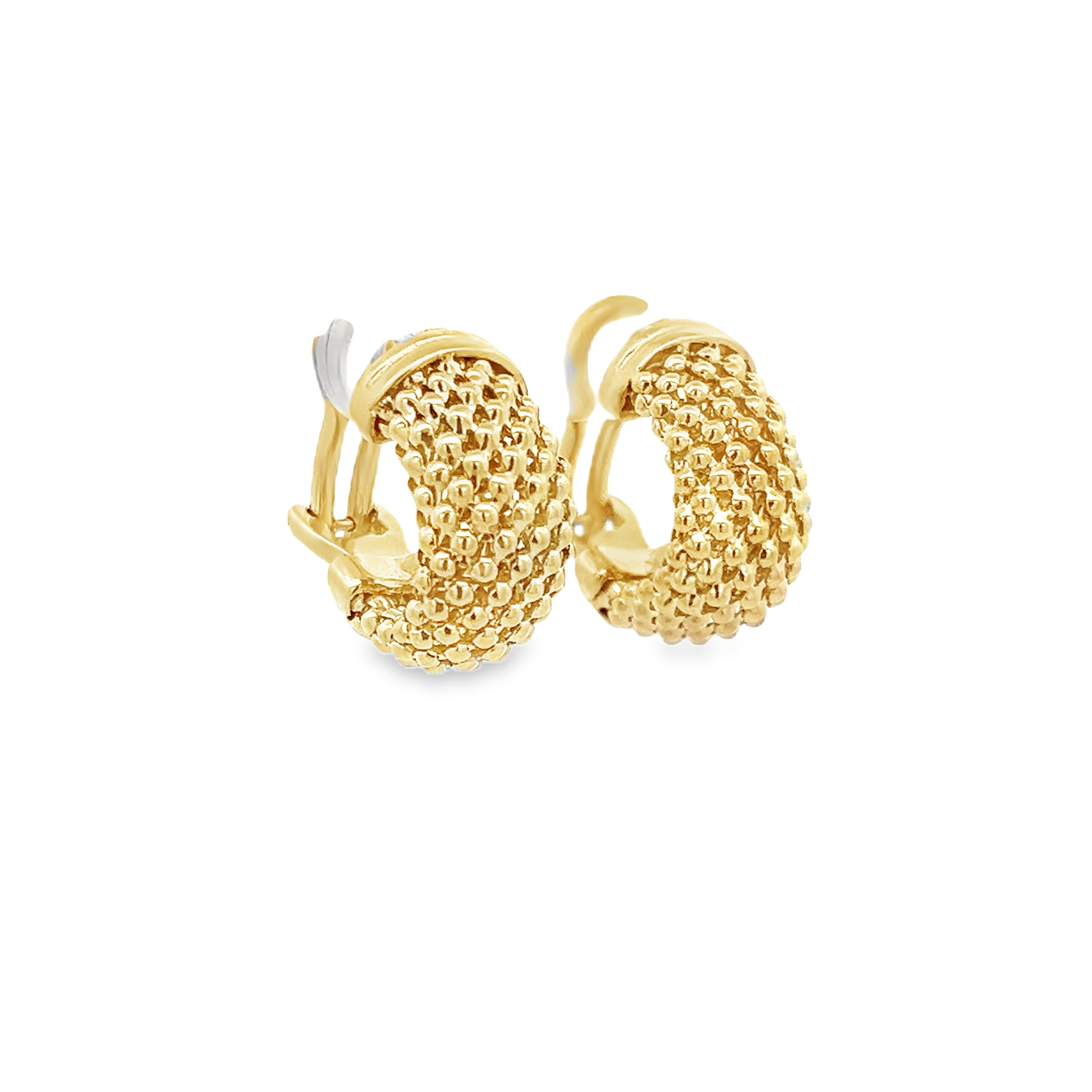 MESH HALF HOOPS EARRINGS IN 14K YELLOW GOLD