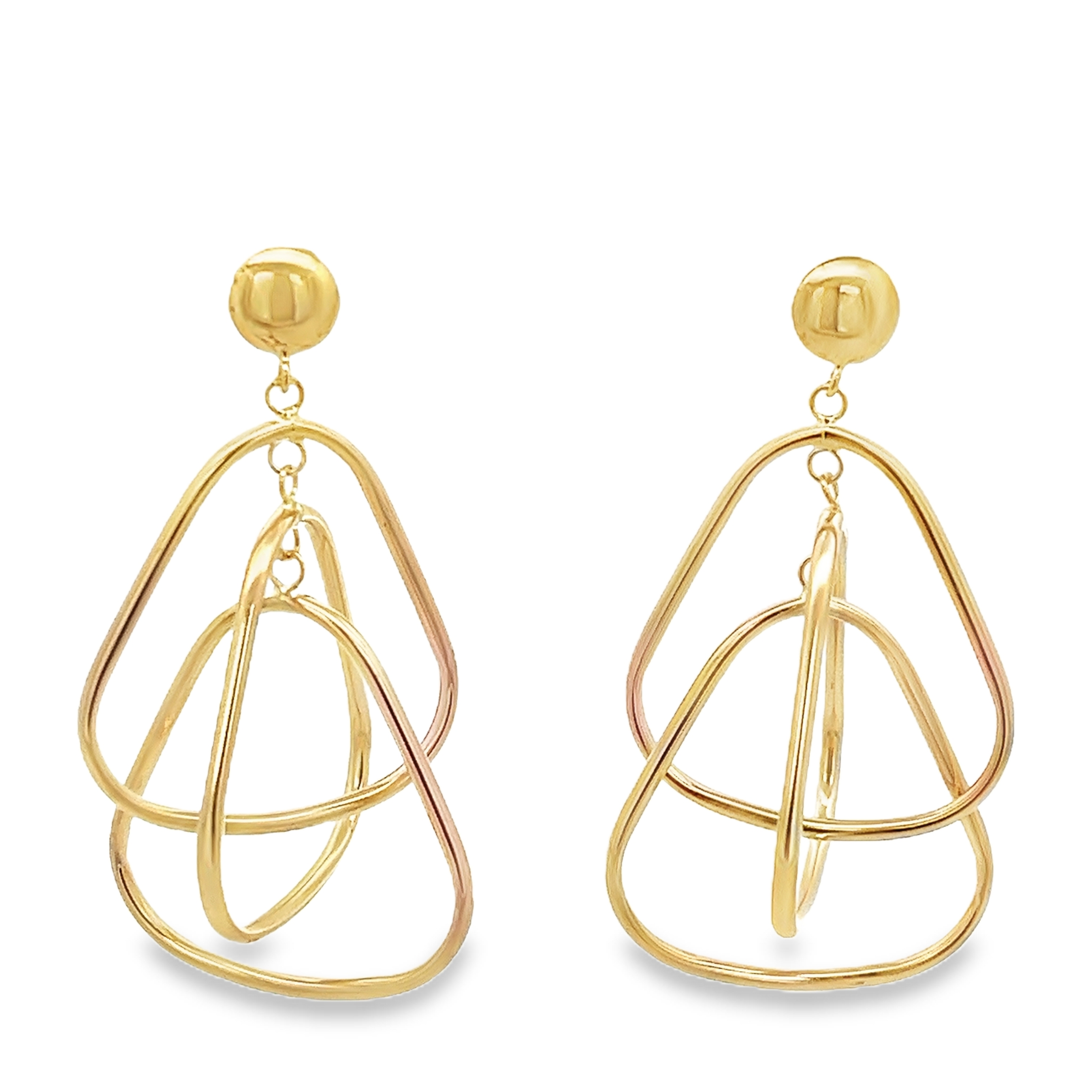 TRIANGLE TRIO DROP EARRINGS IN 14K YELLOW GOLD