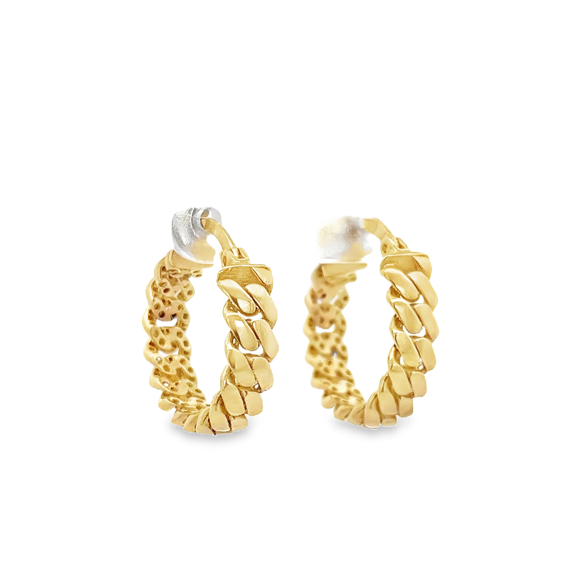 CURBAN LINK HUGGIES IN 14K YELLOW GOLD