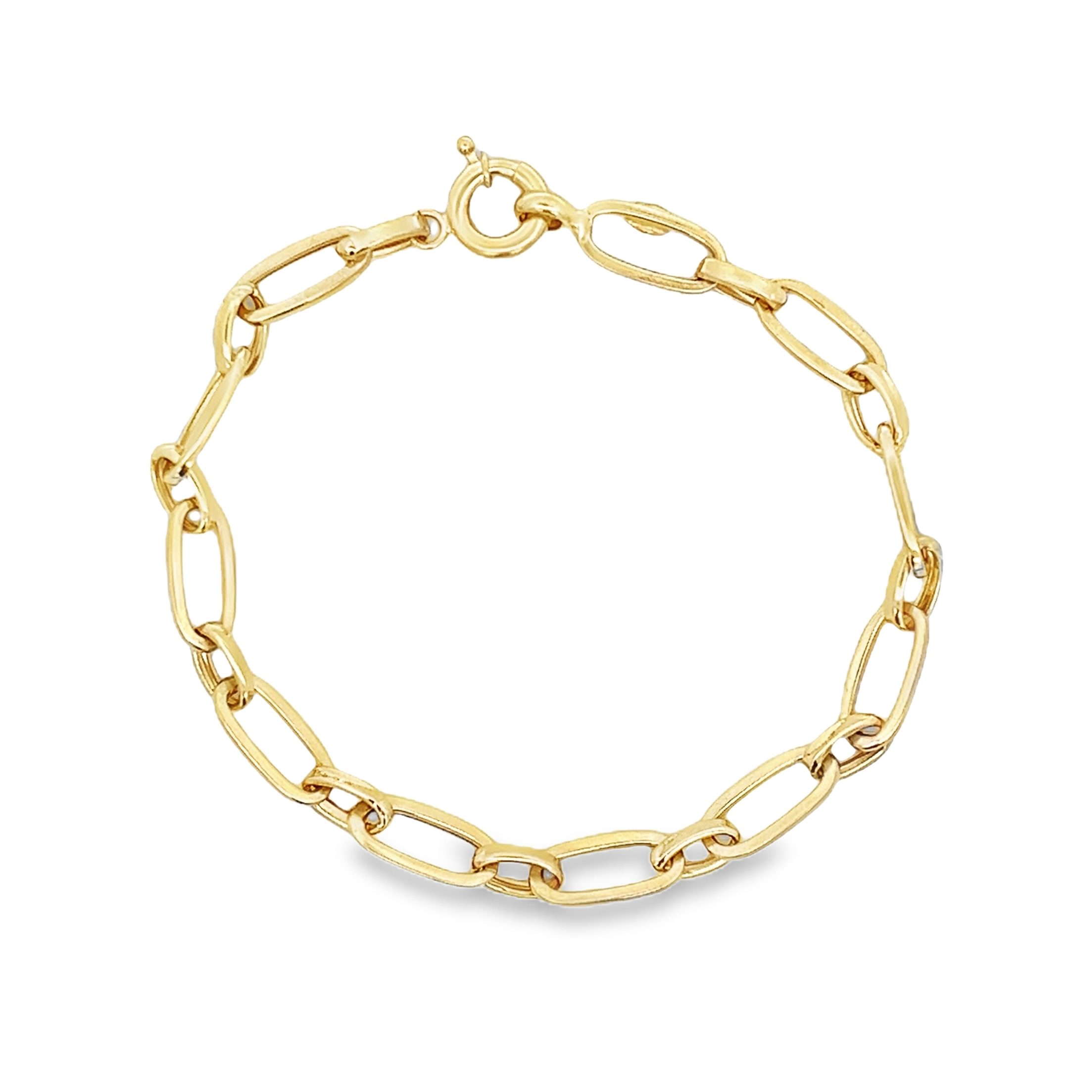 FLAT OVAL LINK PAPERCLIP BRACELET IN 14K YELLOW GOLD