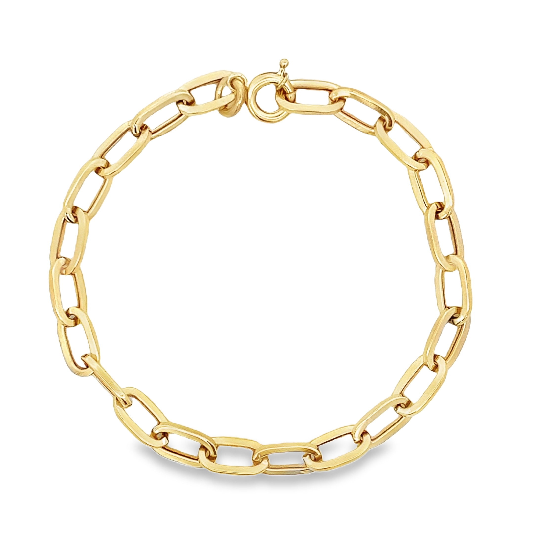 PULSERA DE ESLABONES OVALADOS PLANOS EN ORO AMARILLO DE 14 K