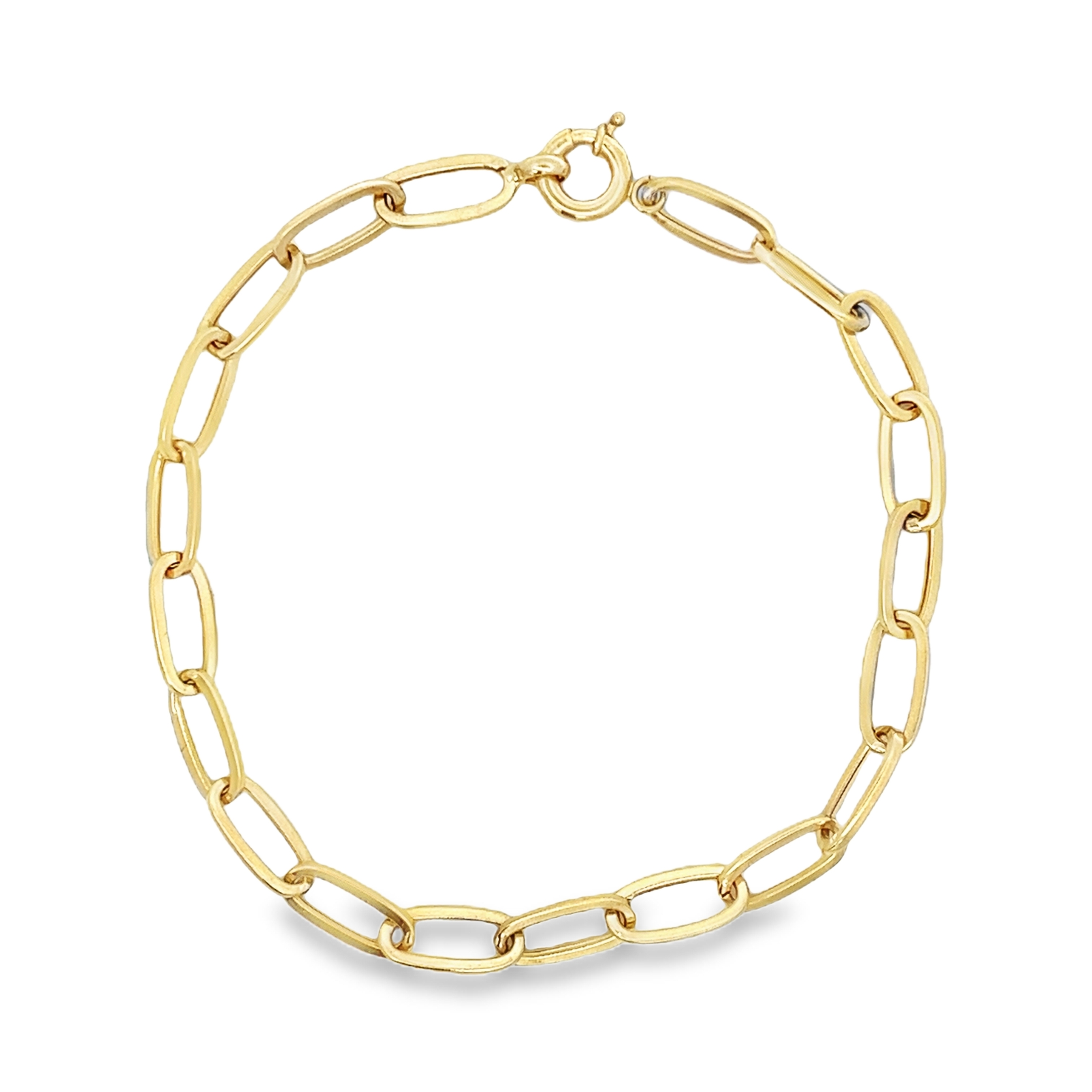 PULSERA DE ESLABONES OVALADOS PLANOS EN ORO AMARILLO DE 14 K