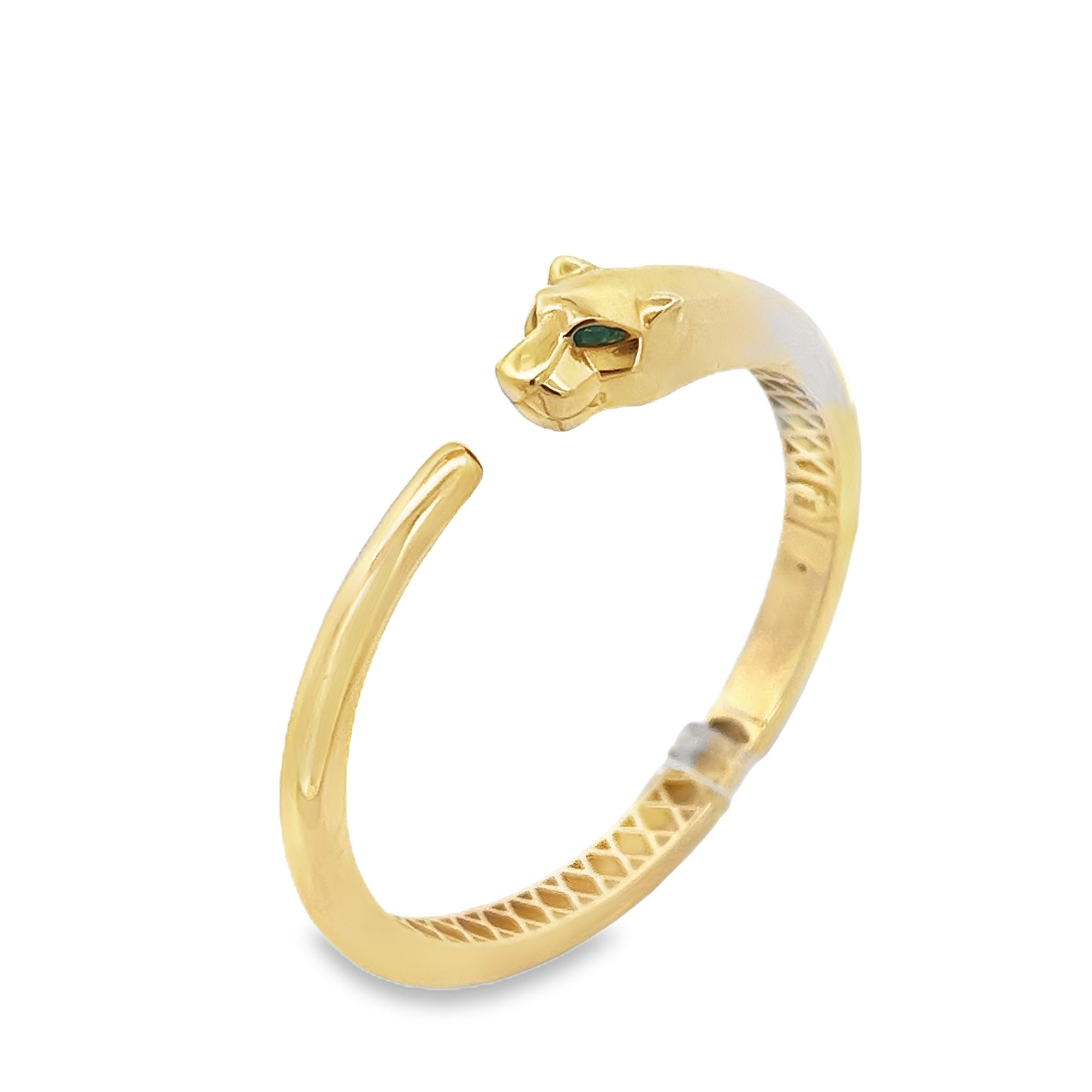 CHUNKY PANTHER CUF BANGLE IN 14K YELLOW GOLD