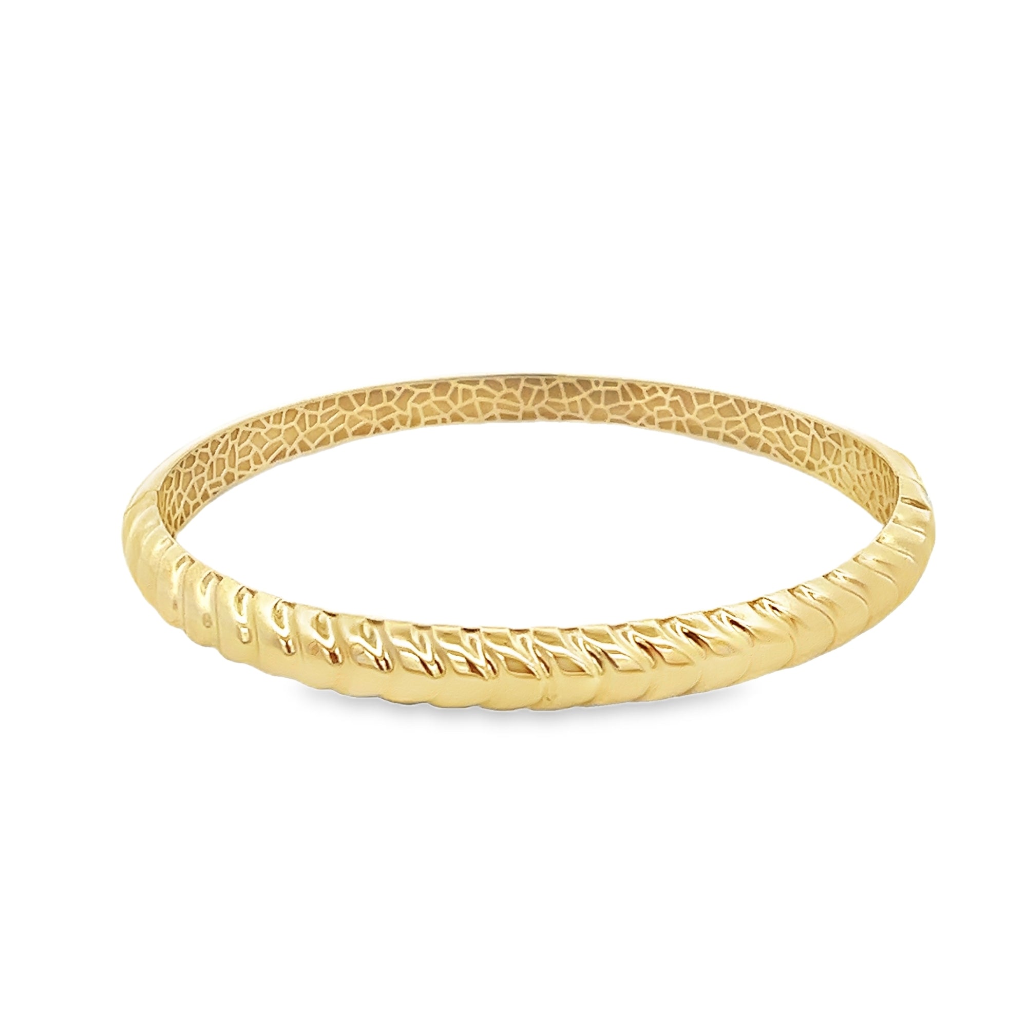 HALF TEXTURED BANGLE IN 14K YELLOW GOLD