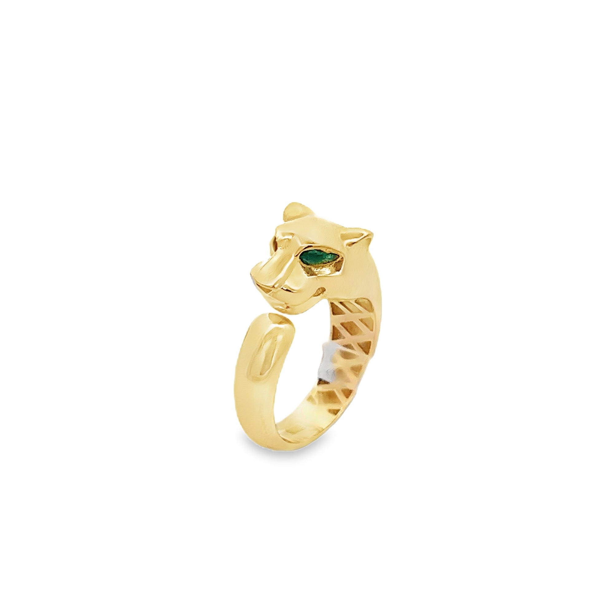 PANTHER CUFF RING IN 14K YELLOW GOLD