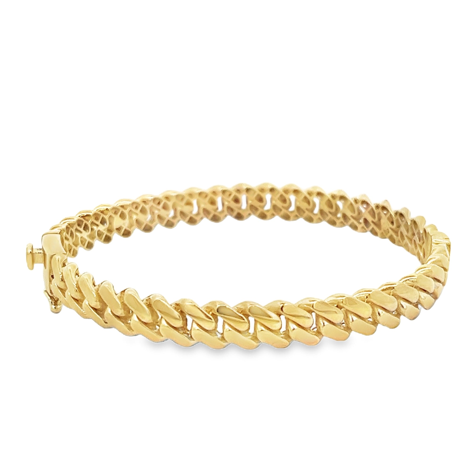 BRAZALETE DE ESLABONES CUBANOS EN ORO AMARILLO DE 14K