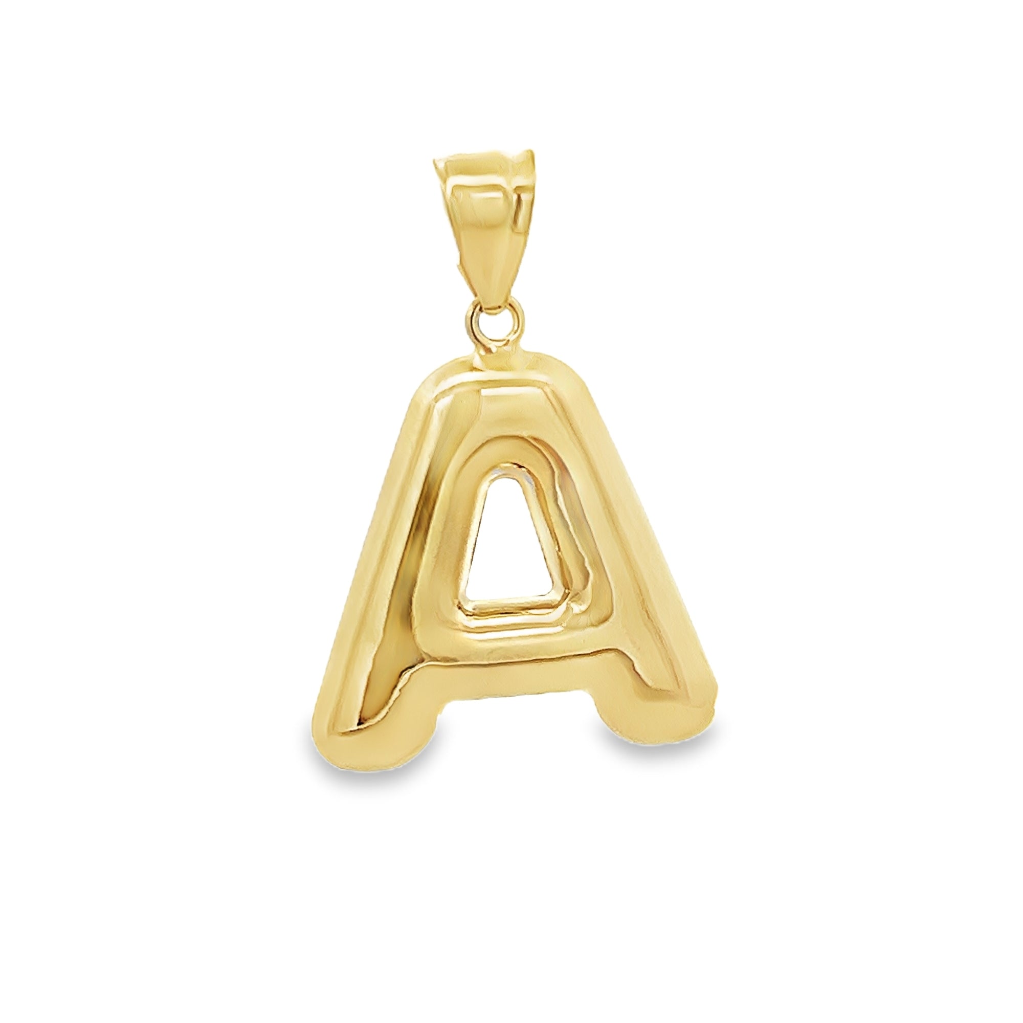 A HOLLOW INITIAL CHARM IN 14K YELLOW GOLD