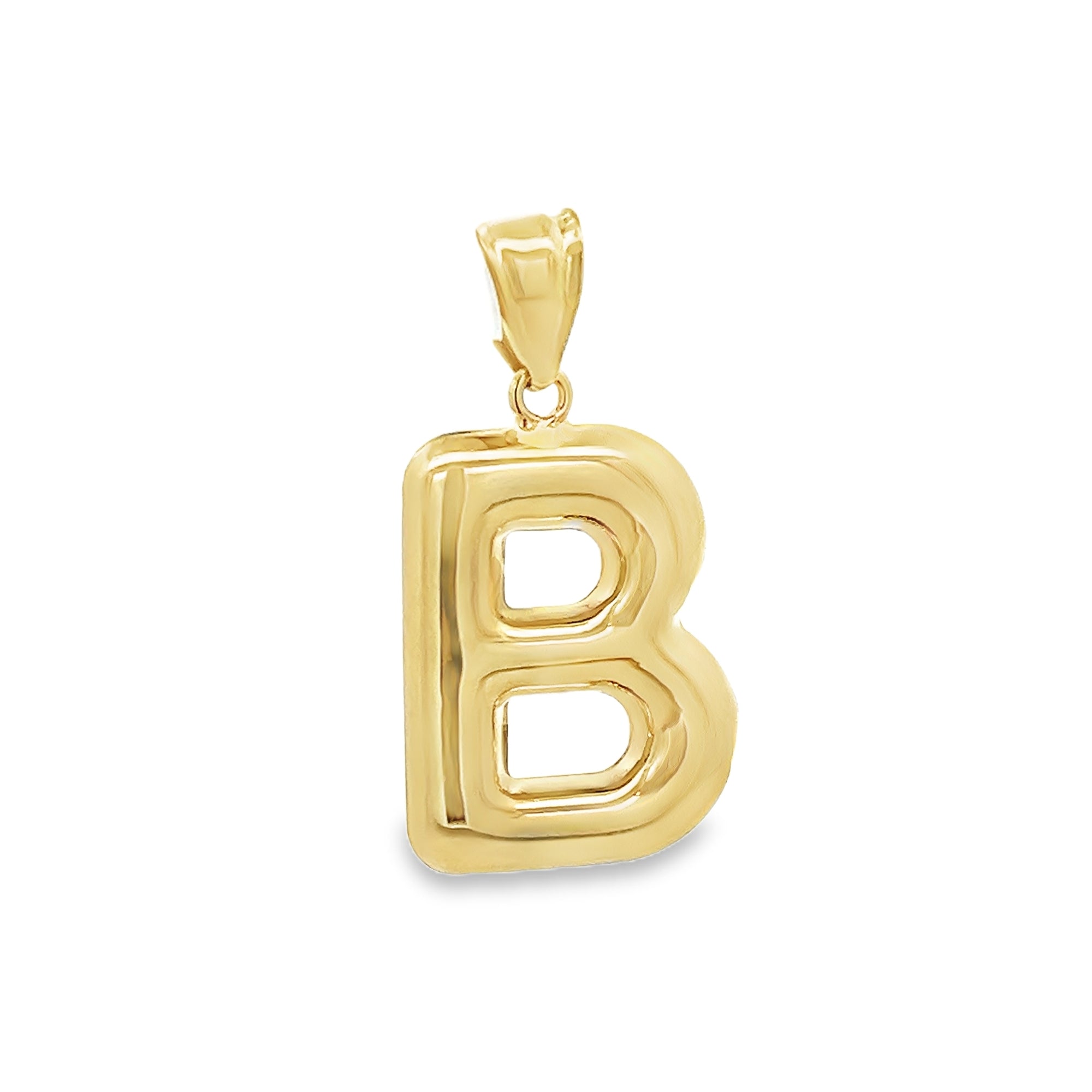 B HOLLOW INITIAL CHARM IN 14K YELLOW GOLD