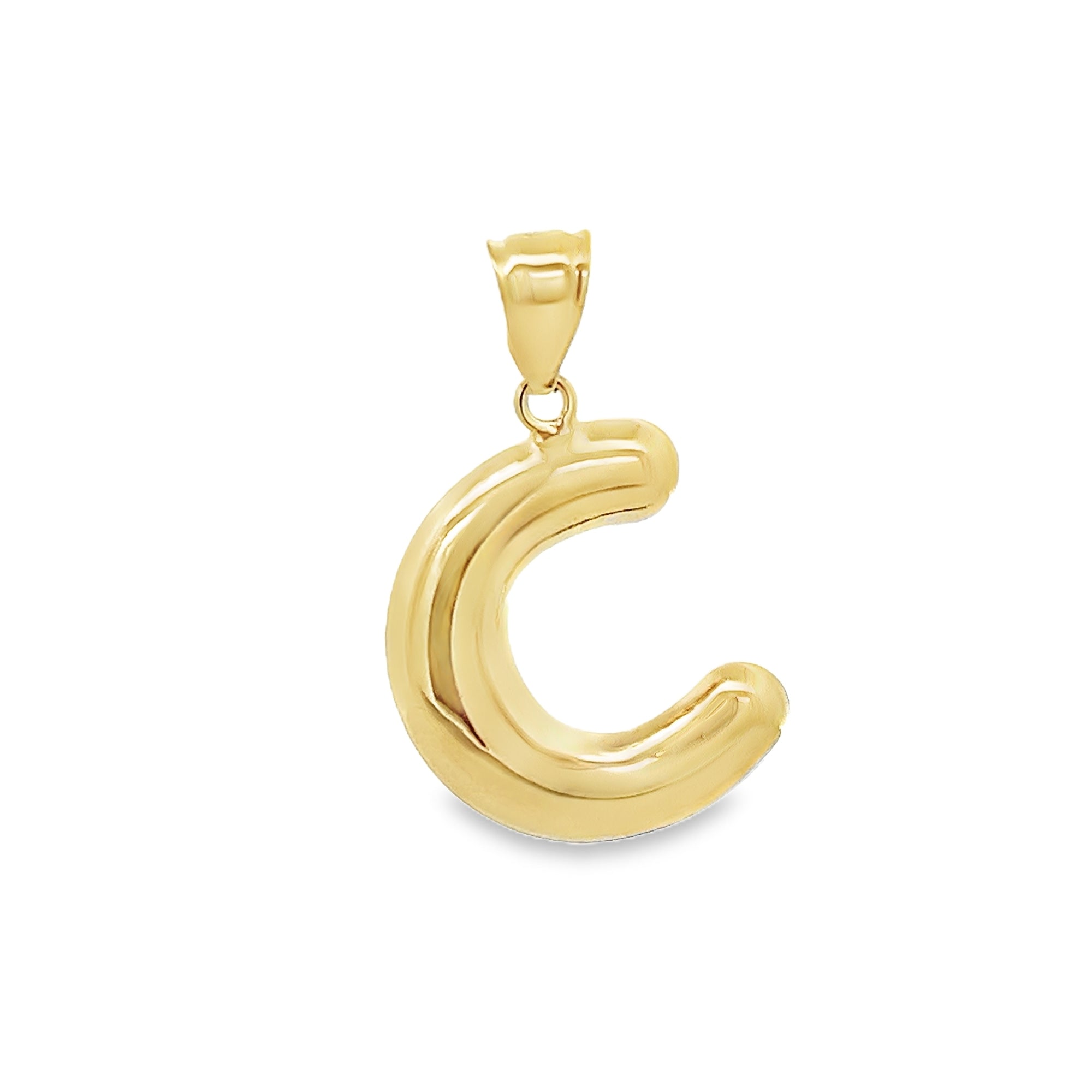 C HOLLOW INITIAL CHARM IN 14K YELLOW GOLD