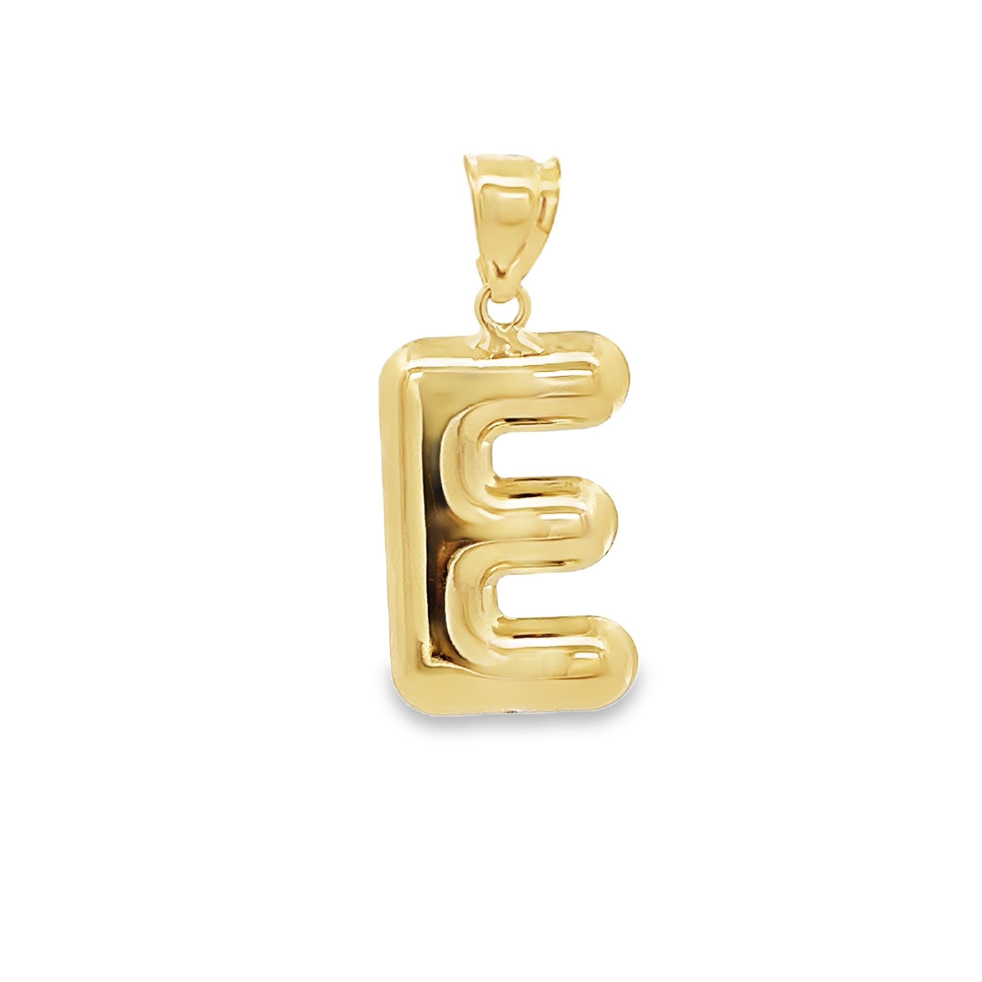 E HOLLOW INITIAL CHARM IN 14K YELLOW GOLD