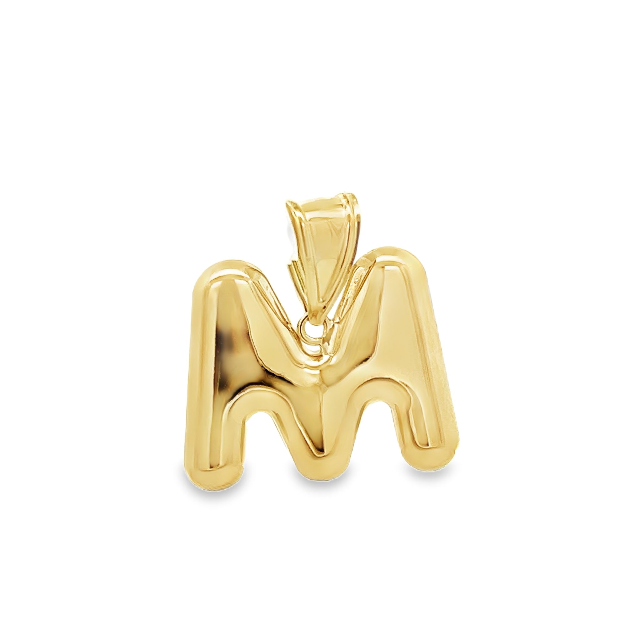 M HOLLOW INITIAL CHARM IN 14K YELLOW GOLD