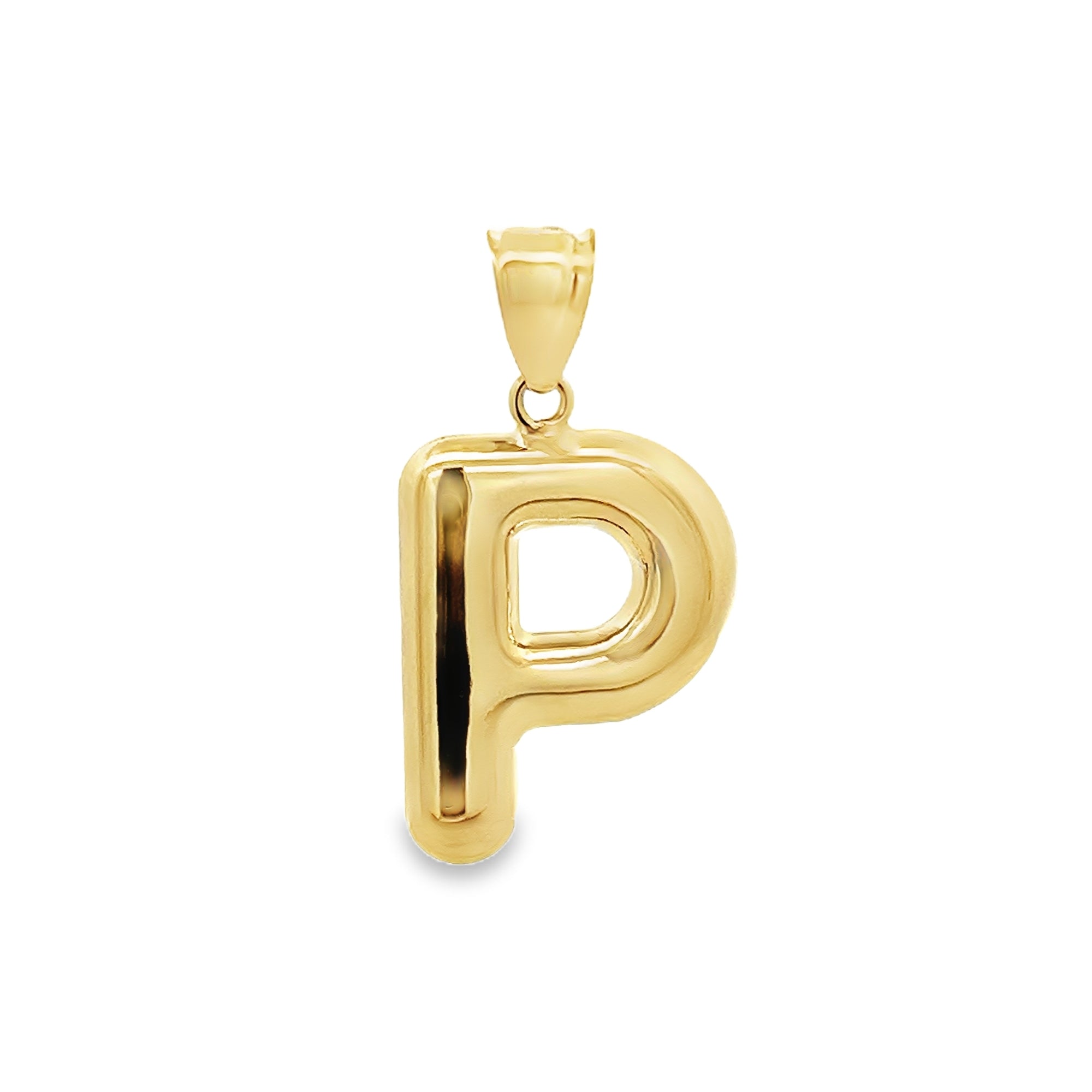 P HOLLOW INITIAL CHARM IN 14K YELLOW GOLD