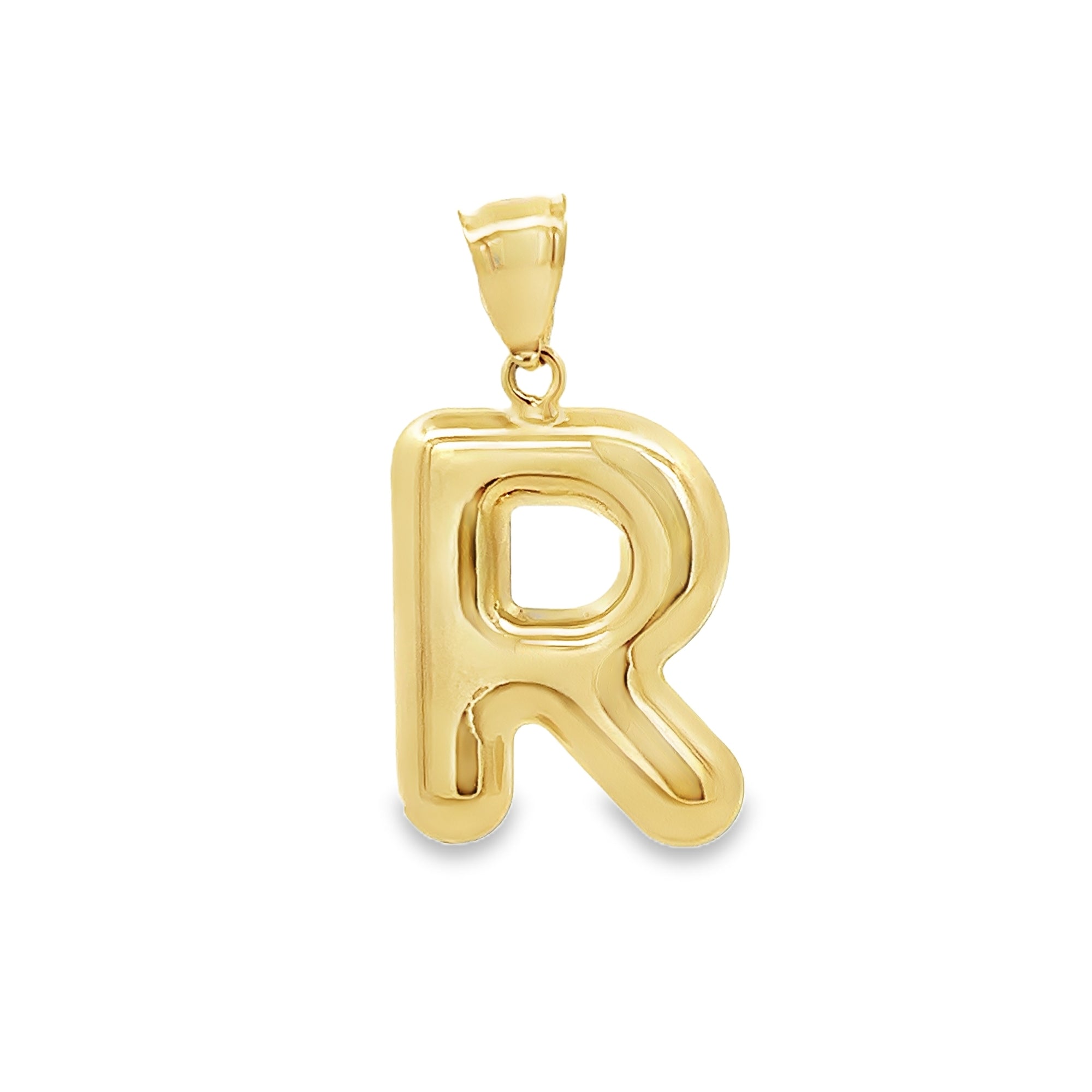 R HOLLOW INITIAL CHARM IN 14K YELLOW GOLD