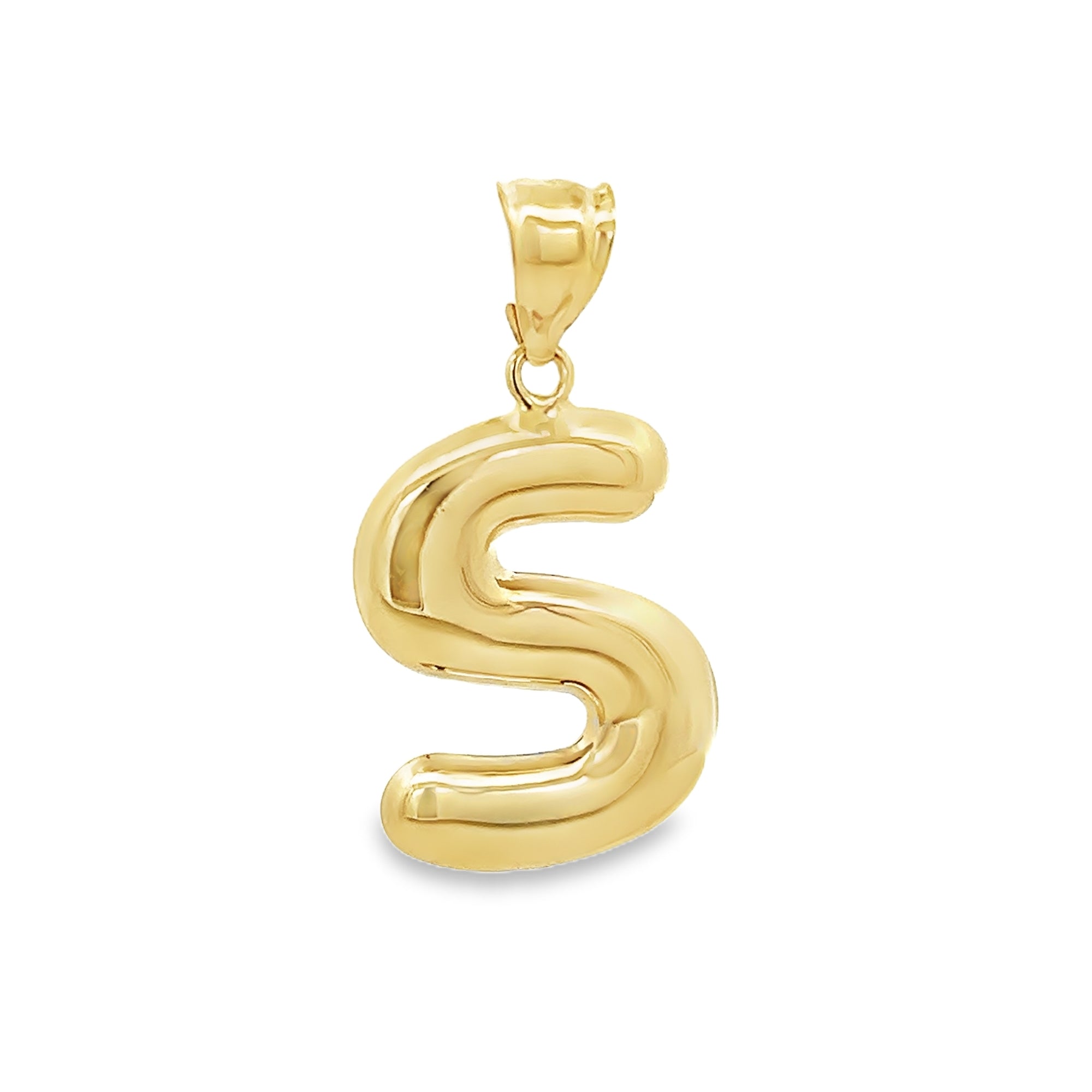 S HOLLOW INITIAL CHARM IN 14K YELLOW GOLD