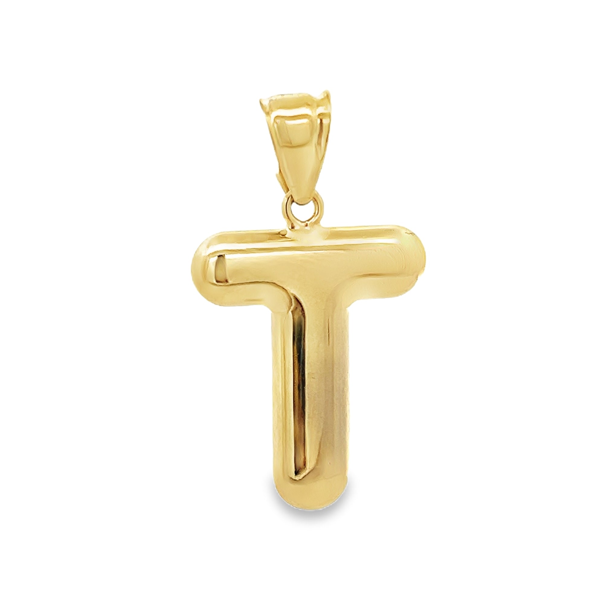 T HOLLOW INITIAL CHARM IN 14K YELLOW GOLD