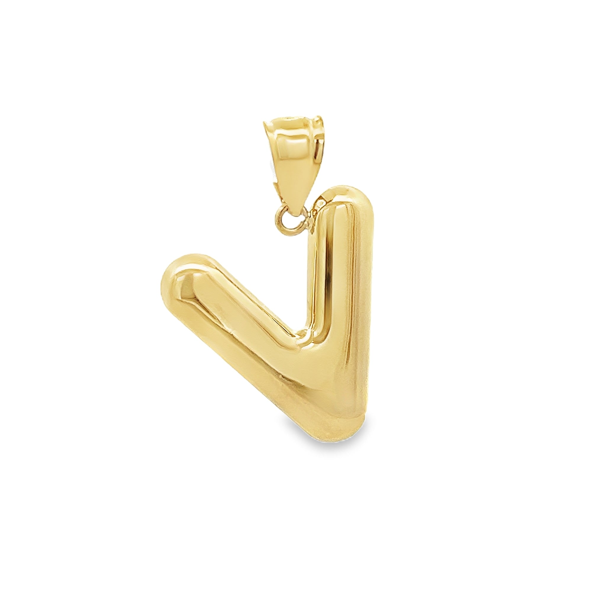 V HOLLOW INITIAL CHARM IN 14K YELLOW GOLD