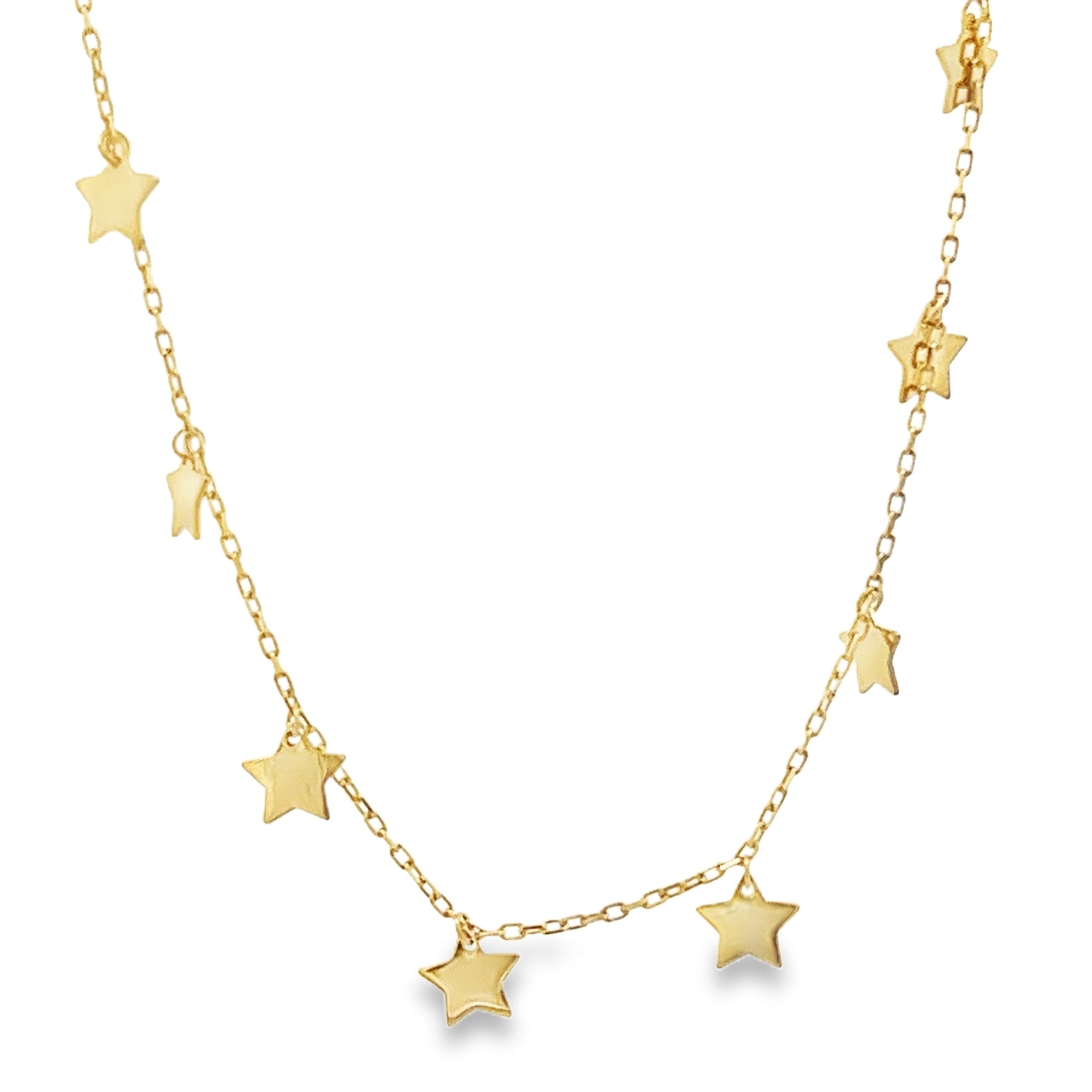 MULTI STATION STAR NECKLACE IN 14K YELLOW GOLD