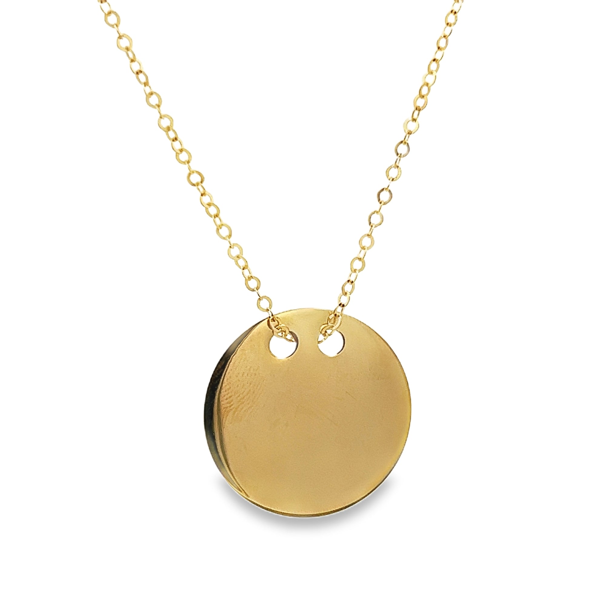 COLLAR PLACA CIRCULAR EN ORO AMARILLO DE 14K