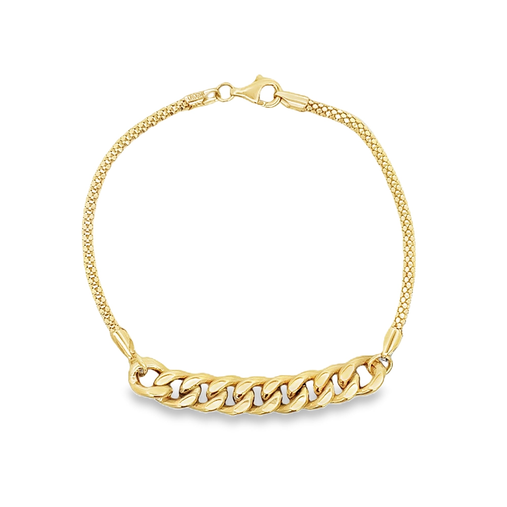 PULSERA CON CADENA DE BARRA EN ORO AMARILLO DE 14 K