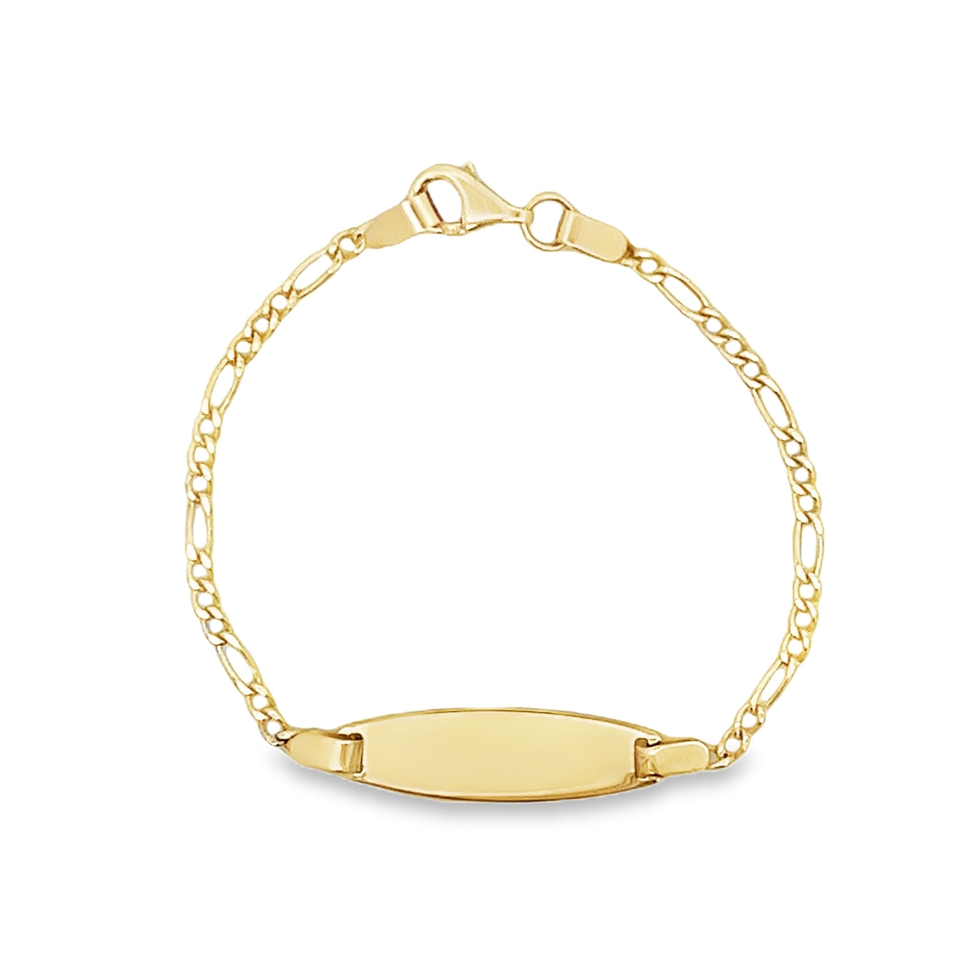 PULSERA DE CADENA Y BARRA FIGARO GRABABLE EN ORO AMARILLO DE 14 K