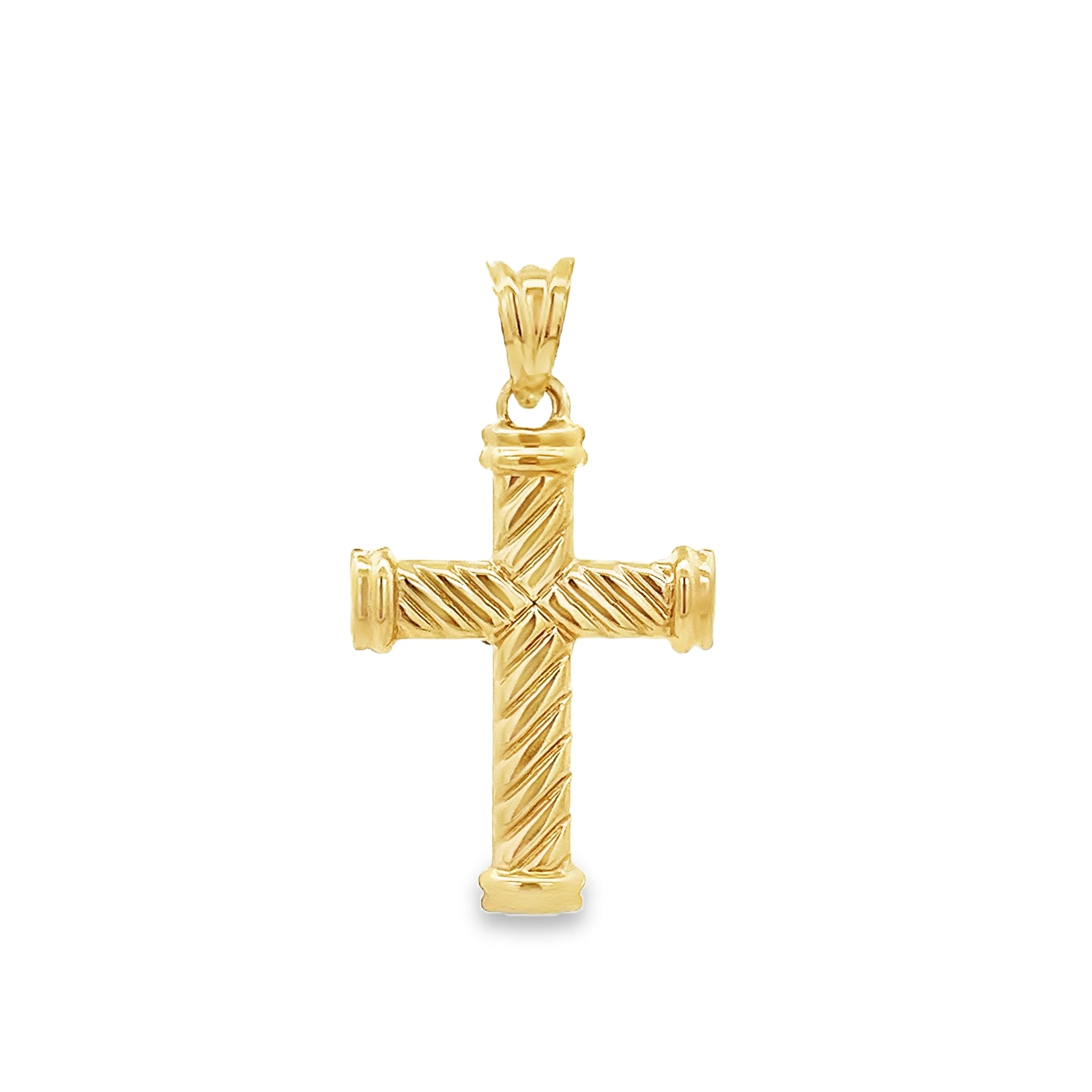 TWO TONE WRAPPED CRUCIFIX CROSS CHARM IN 14K YELLOW GOLD