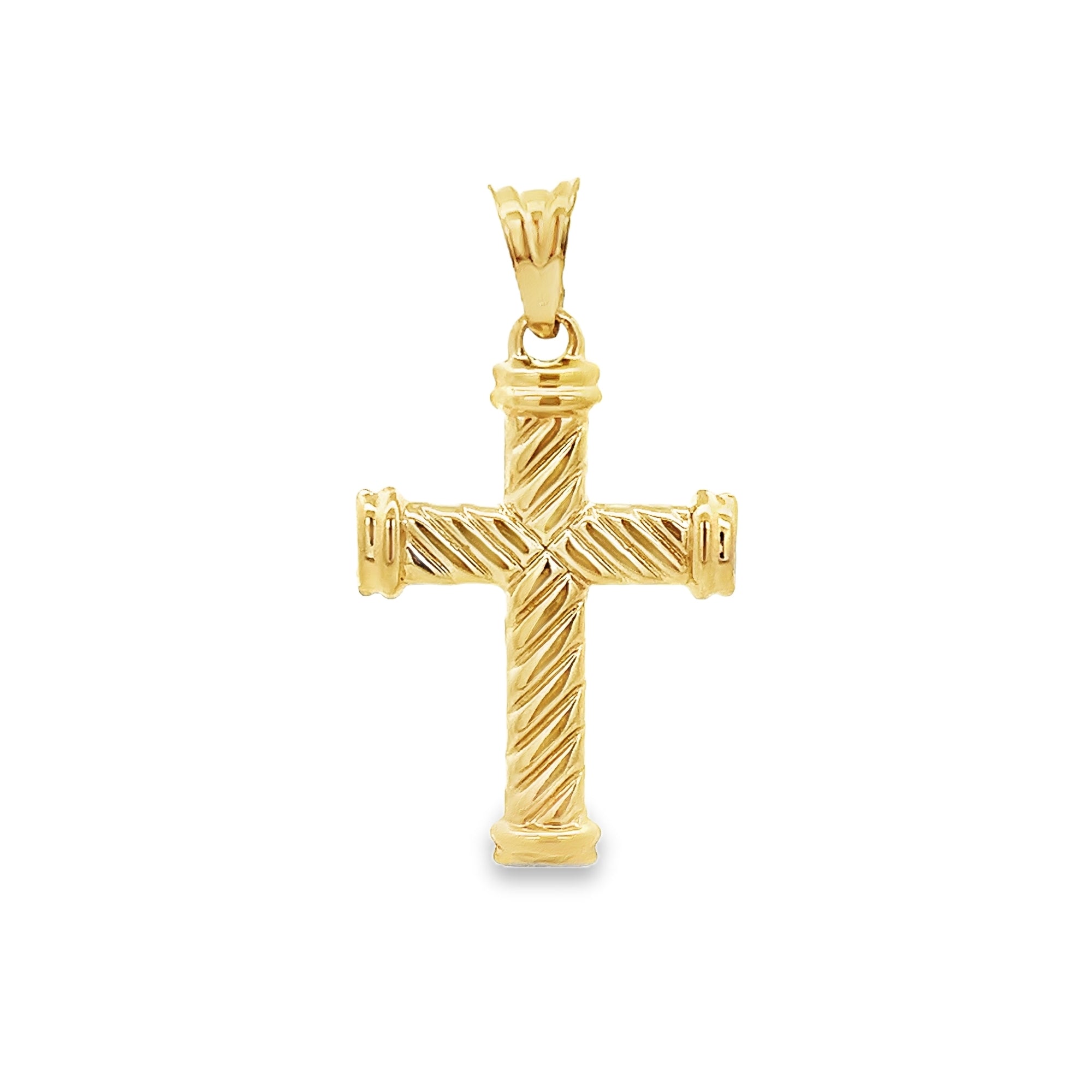 WRAPPED CRUCIFIX CROSS CHARM IN 14K YELLOW GOLD