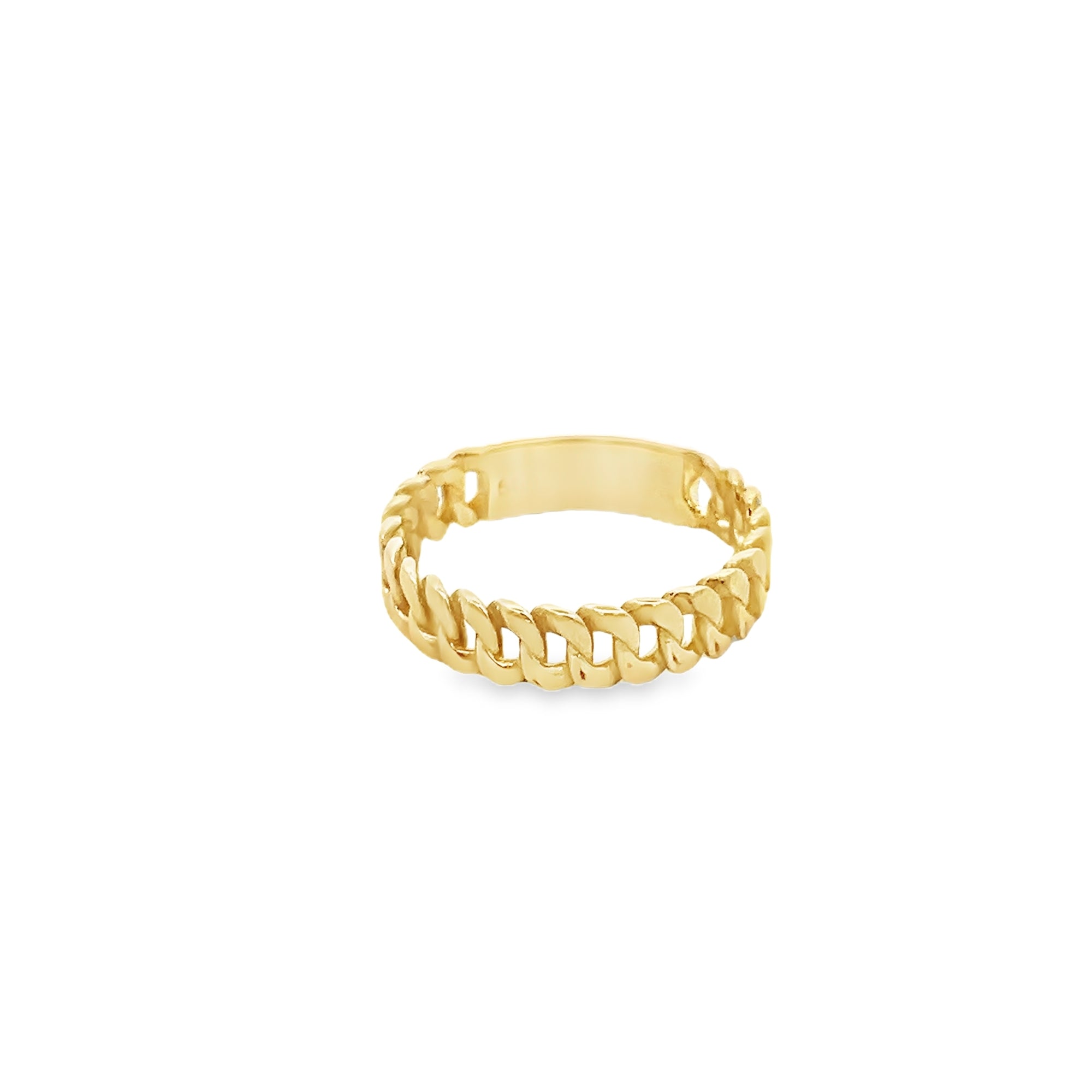 ANILLO DE ESLABONES CURB EN ORO AMARILLO DE 14 K