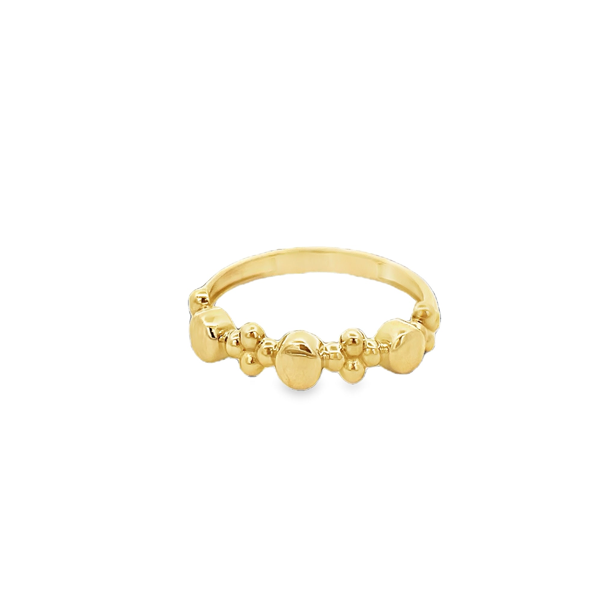 FLOWER AND BEAD RING IN 14K YELLOW GOLD