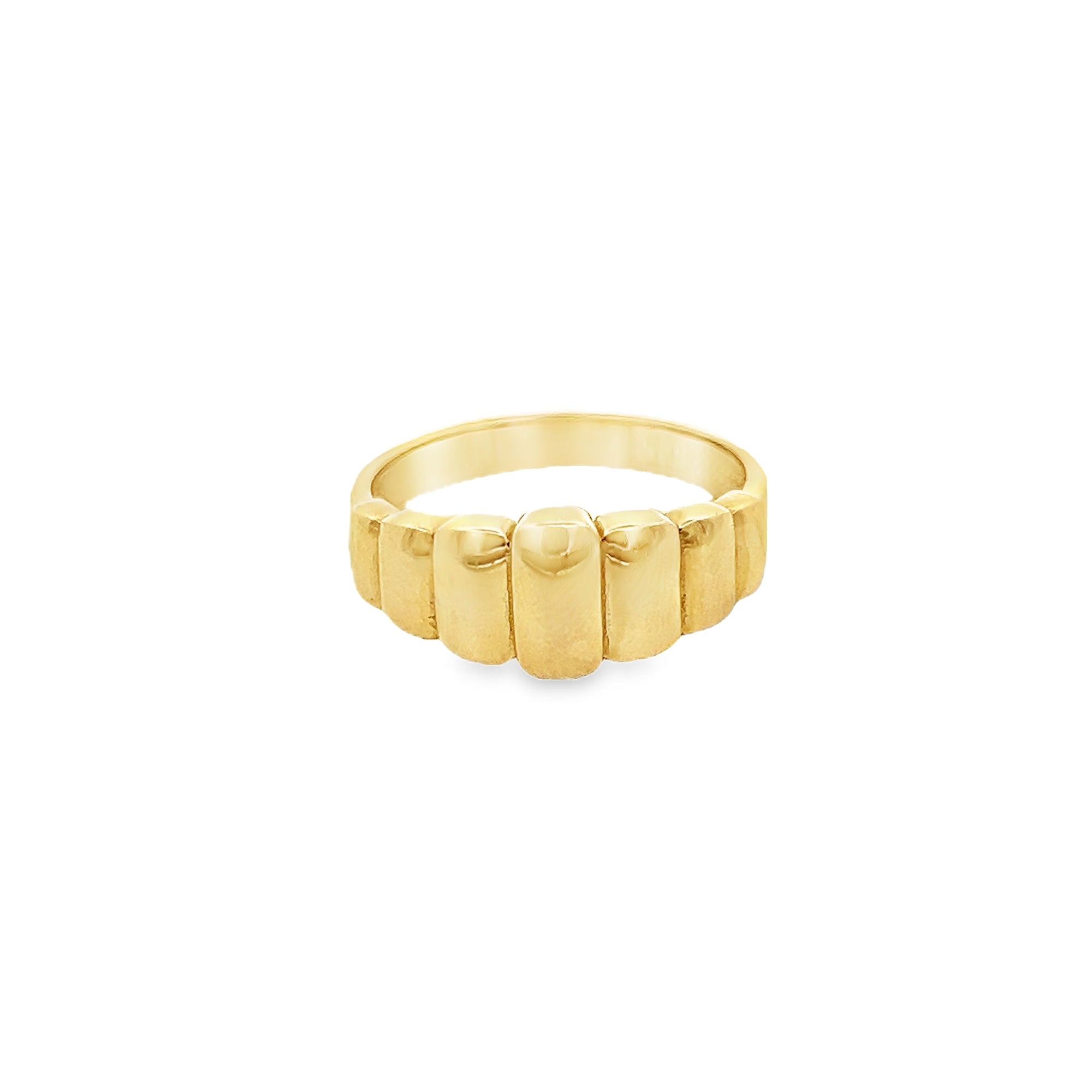 STEP CUT SIGNET RING IN 14K YELLOW GOLD