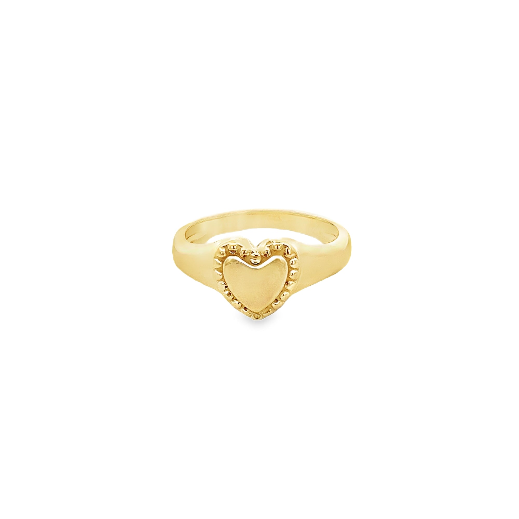 SLIM HEART SIGNET RING IN 14K YELLOW GOLD