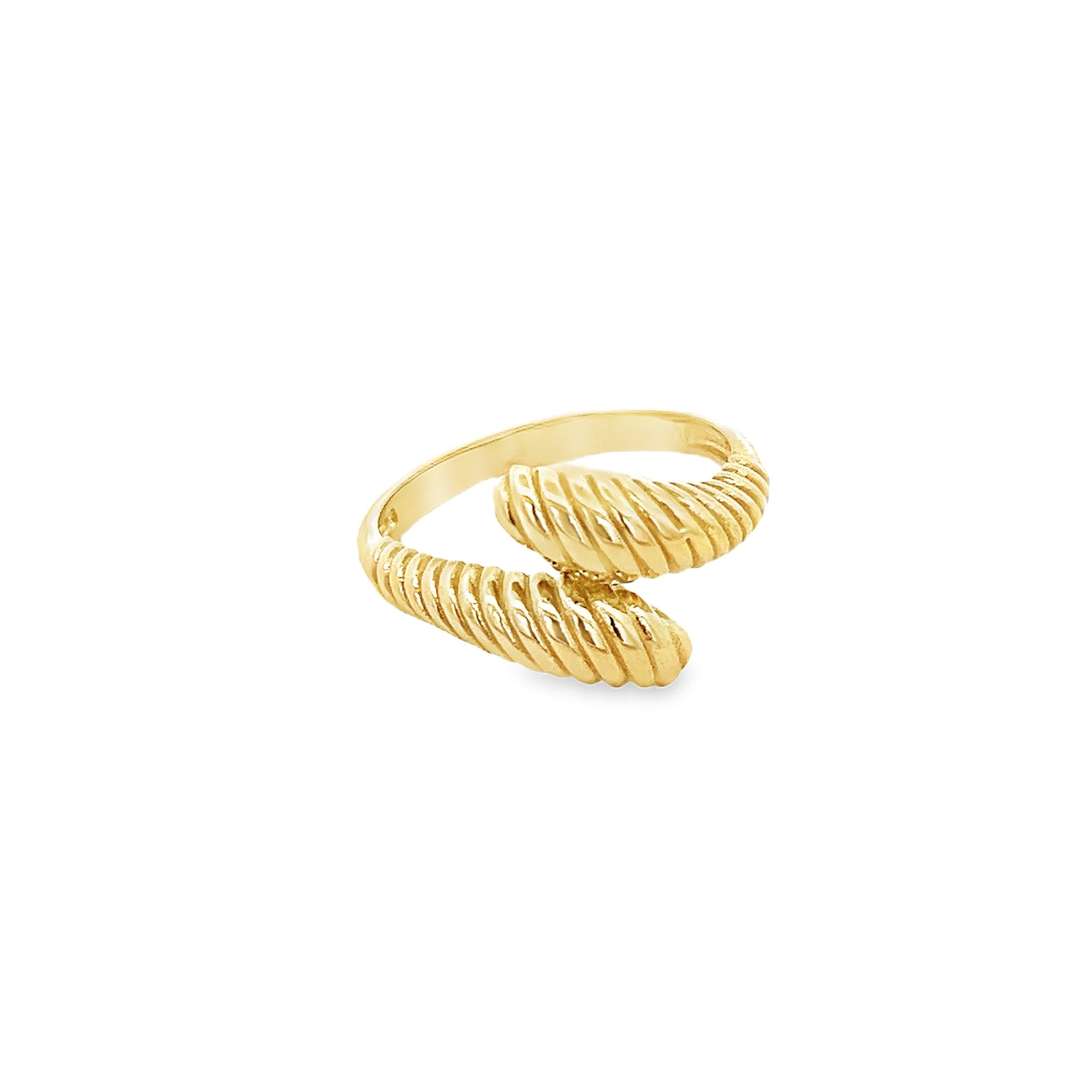 TEXTURED DOUBLE DOME RING SET IN 14K YELLOW GOLD