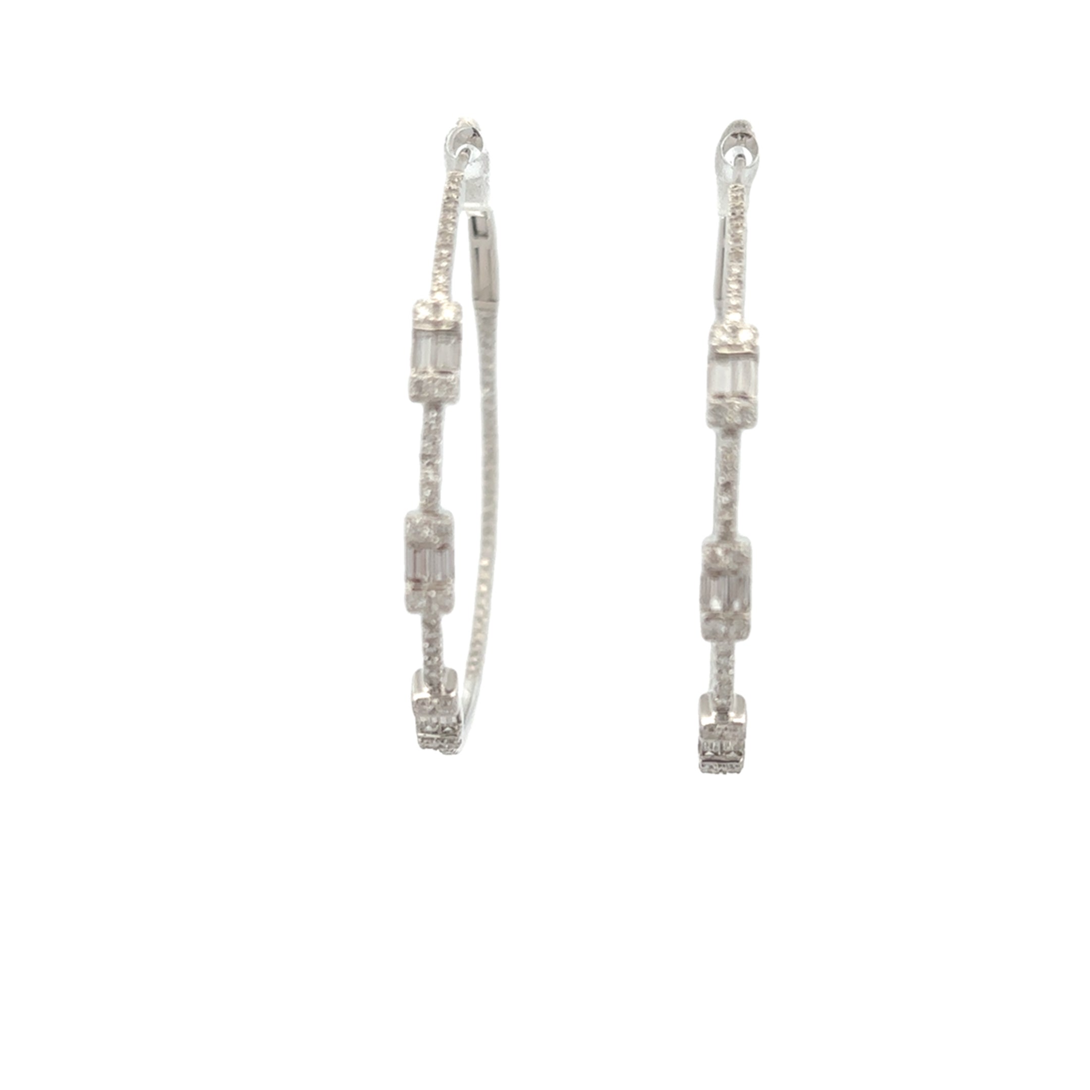 DIAMOND BAGUETTE HOOPS SET IN 14K YELLOW GOLD