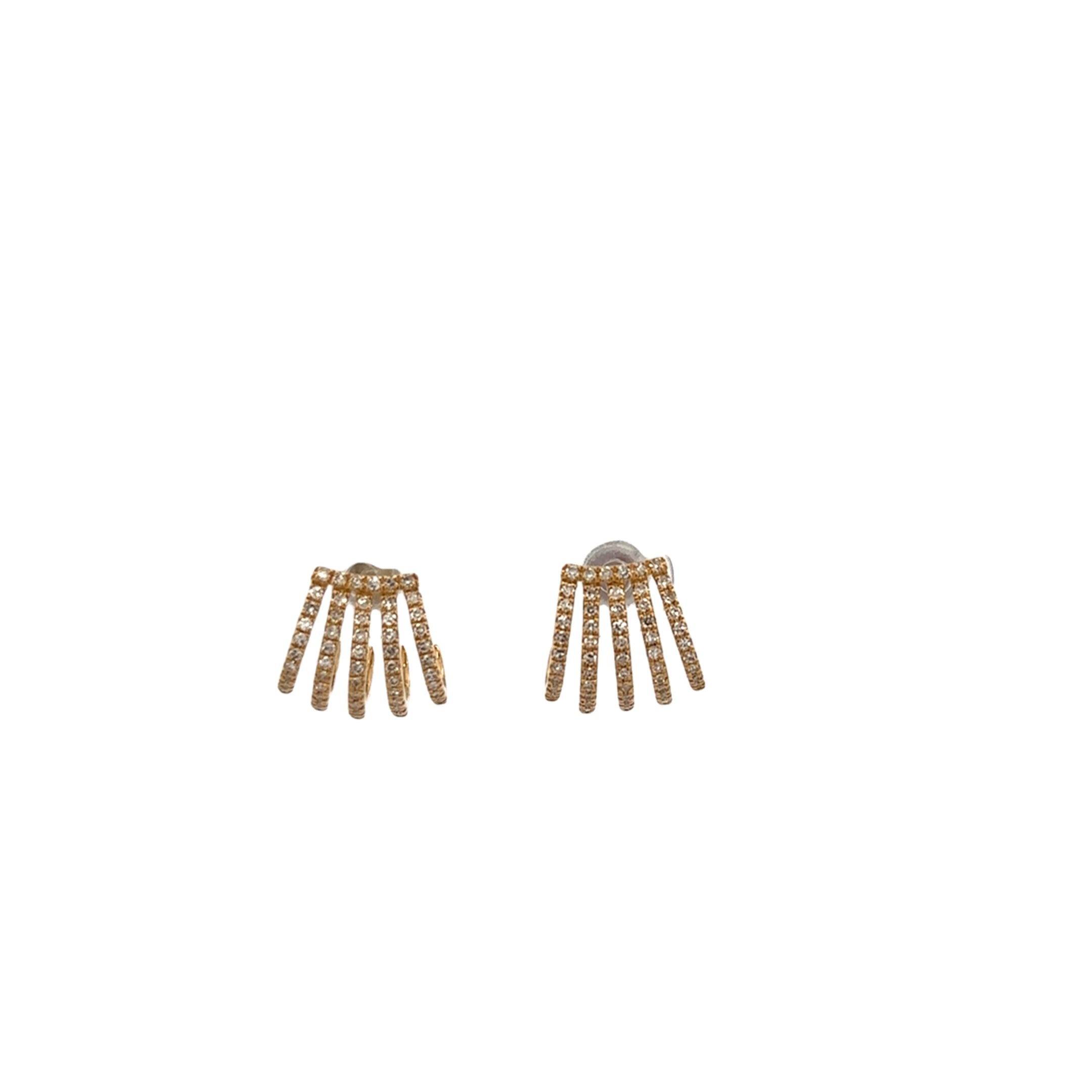 PENDIENTES DE CHAQUETA CON PAVÉ DE DIAMANTES EN MONTURA DE ORO AMARILLO DE 14 K