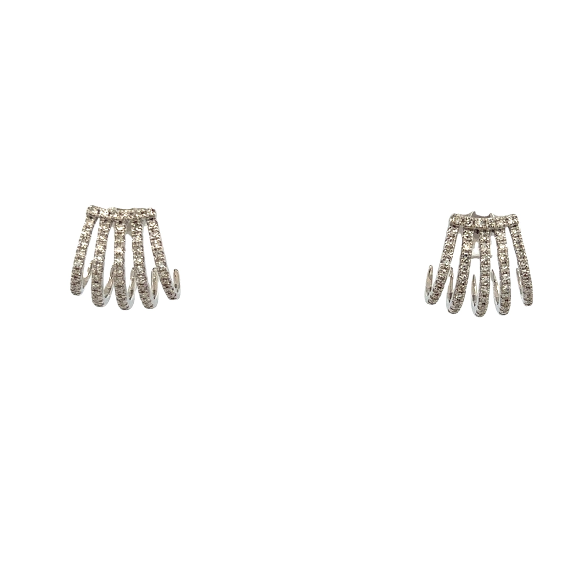 PENDIENTES DE CHAQUETA CON PAVÉ DE DIAMANTES EN MONTURA DE ORO BLANCO DE 14 K