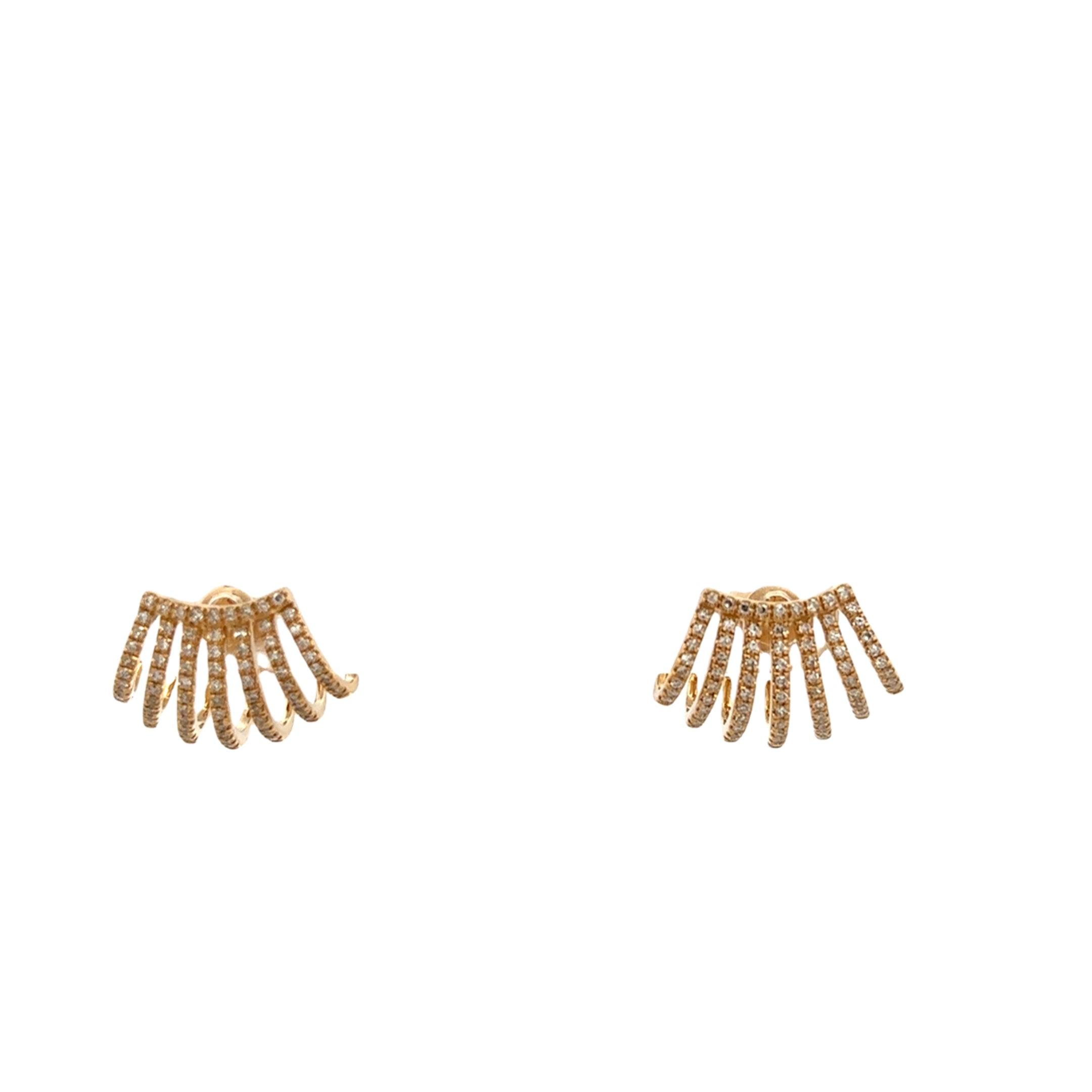 PENDIENTES DE CHAQUETA CON PAVÉ DE DIAMANTES EN MONTURA DE ORO AMARILLO DE 14 K