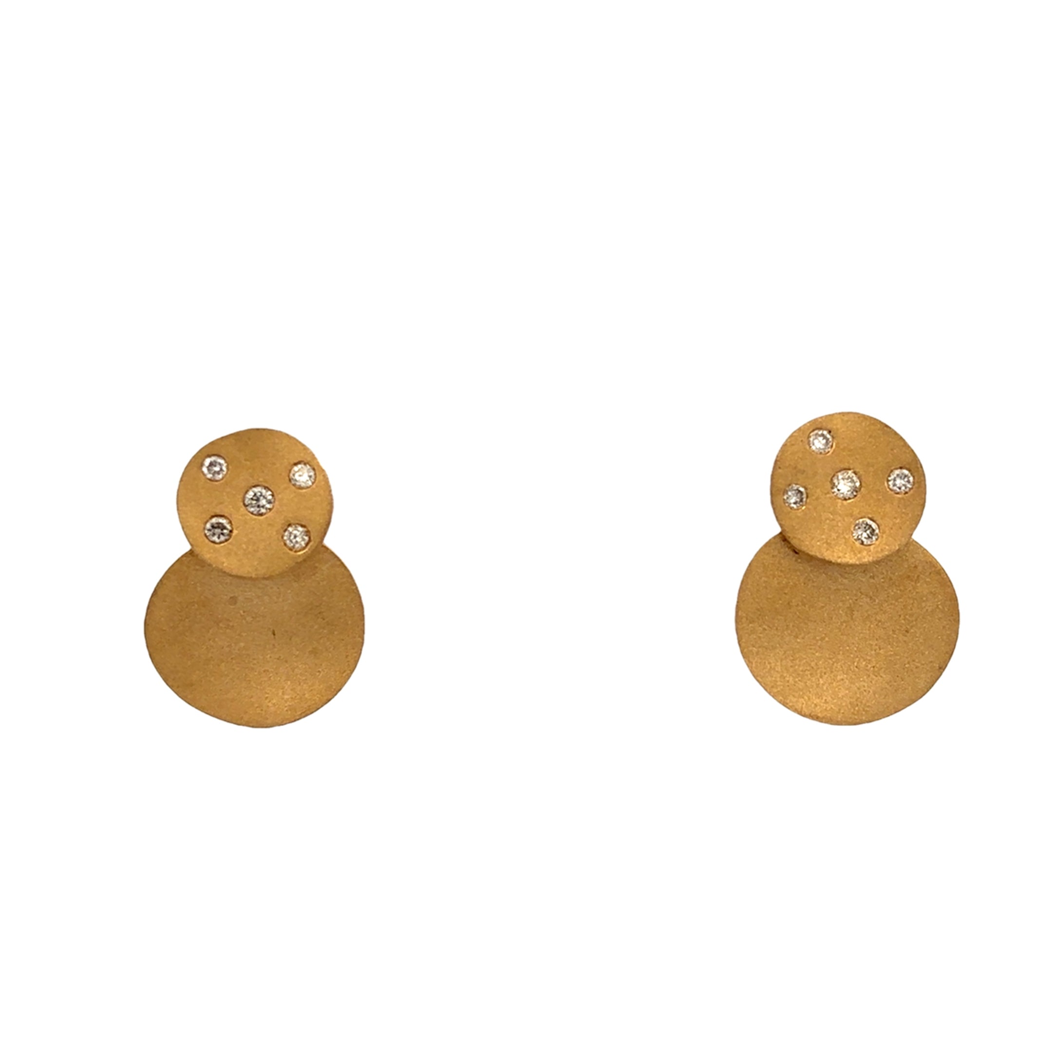 PENDIENTES MATE DE DOBLE CÍRCULO EN ORO AMARILLO DE 14 K