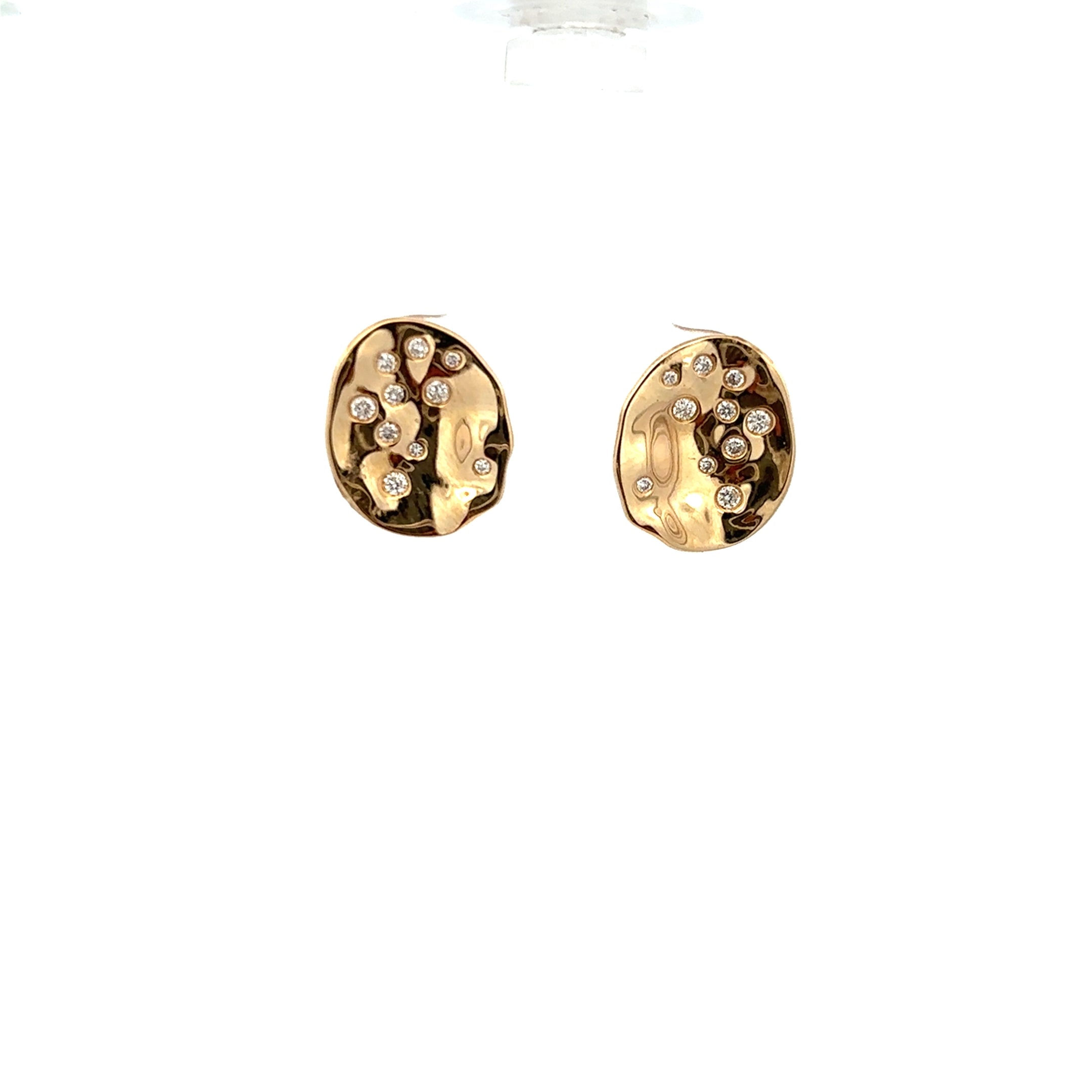 PENDIENTES REDONDOS CON DIAMANTES MONTADOS EN ORO AMARILLO DE 14K