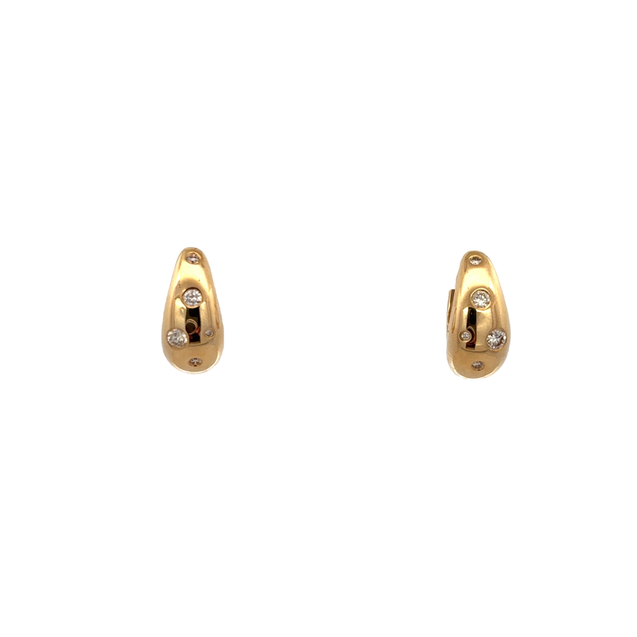 DOME HOOP EARRINGS WITH DIAMONDS SET IN 14K YELLOW GOLD