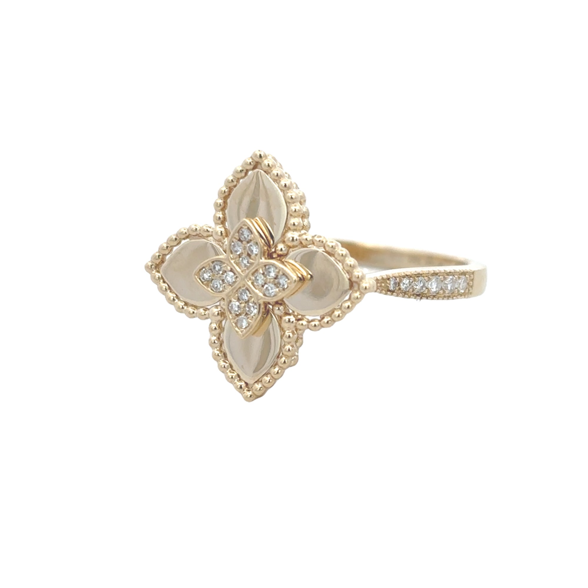 DIAMOND CLOVER RING SET IN 14K YELLOW GOLD