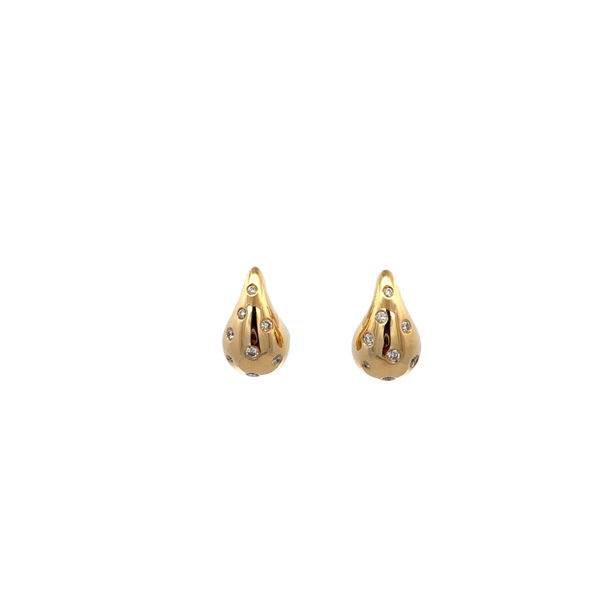 PENDIENTES GOTA CON DIAMANTES MONTADOS EN ORO AMARILLO DE 14K