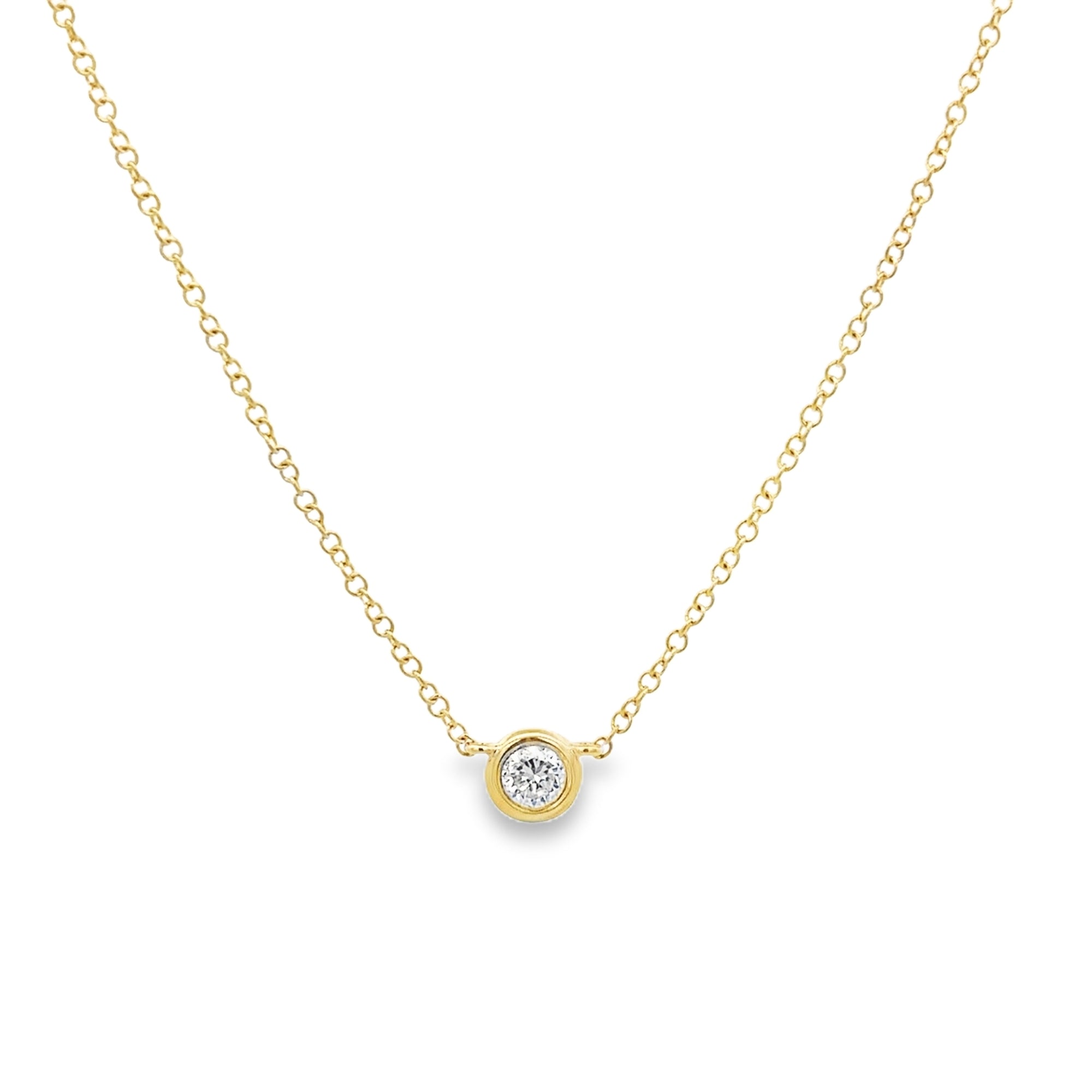 DIAMOND BEZEL NECKLACE SET IN 14K YELLOW GOLD