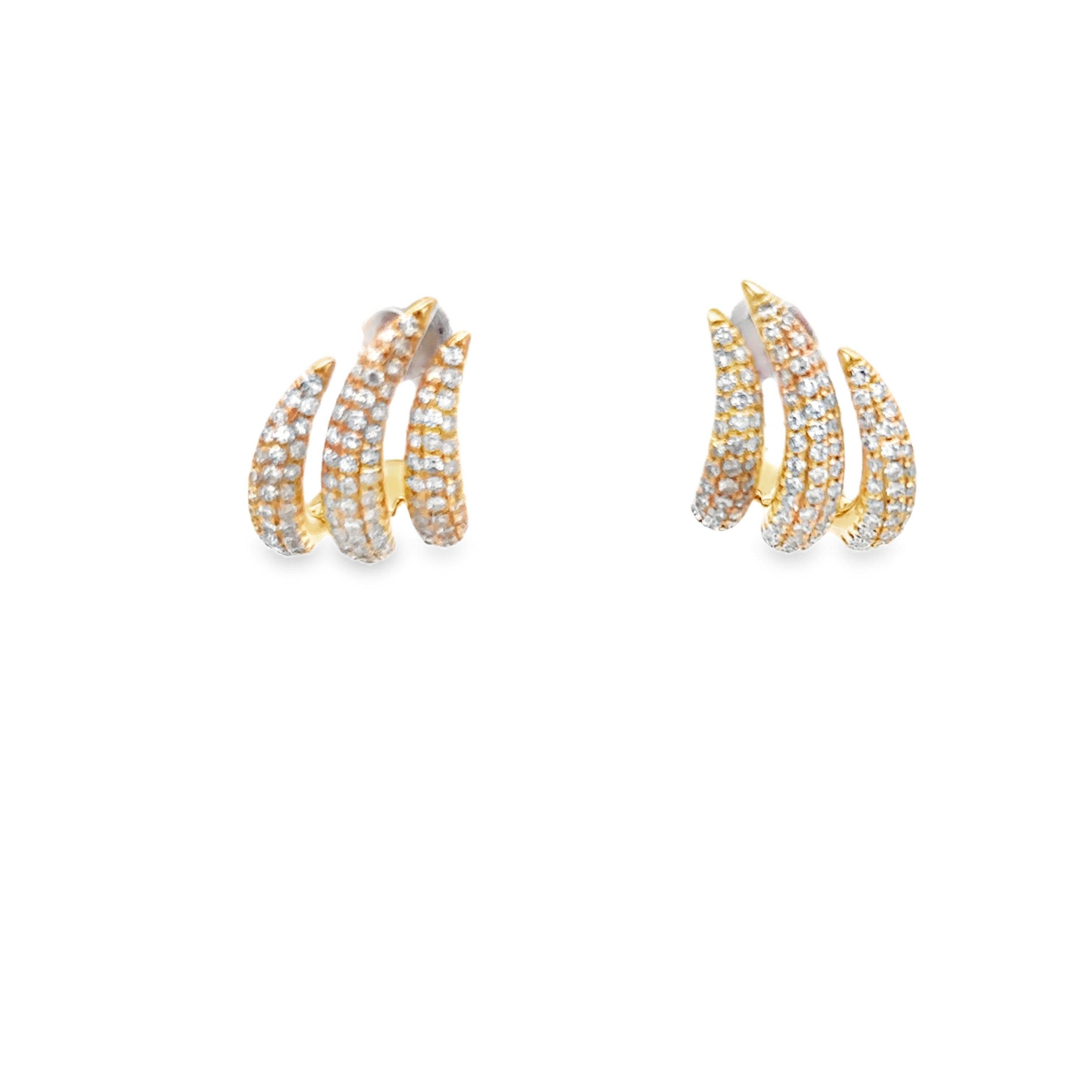 DIAMOND CLAW EARRINGS SET IN 14K YELLOW GOLD